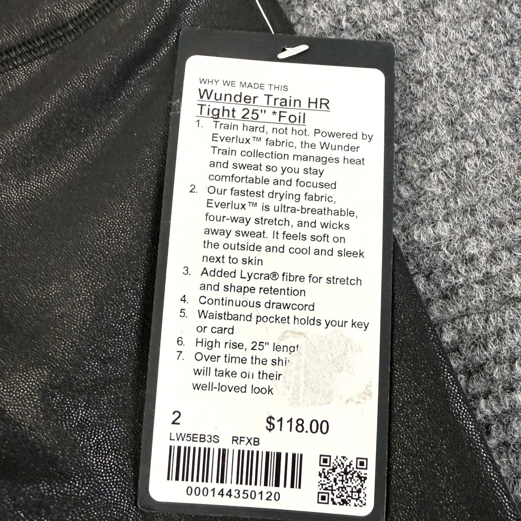 Lululemon Lululemon Leggings Womens Black Wunder Train HR Tight 25 Foil Ankle Yoga Pants 2 Size 26" / US 2 / IT 38 - 5 Thumbnail