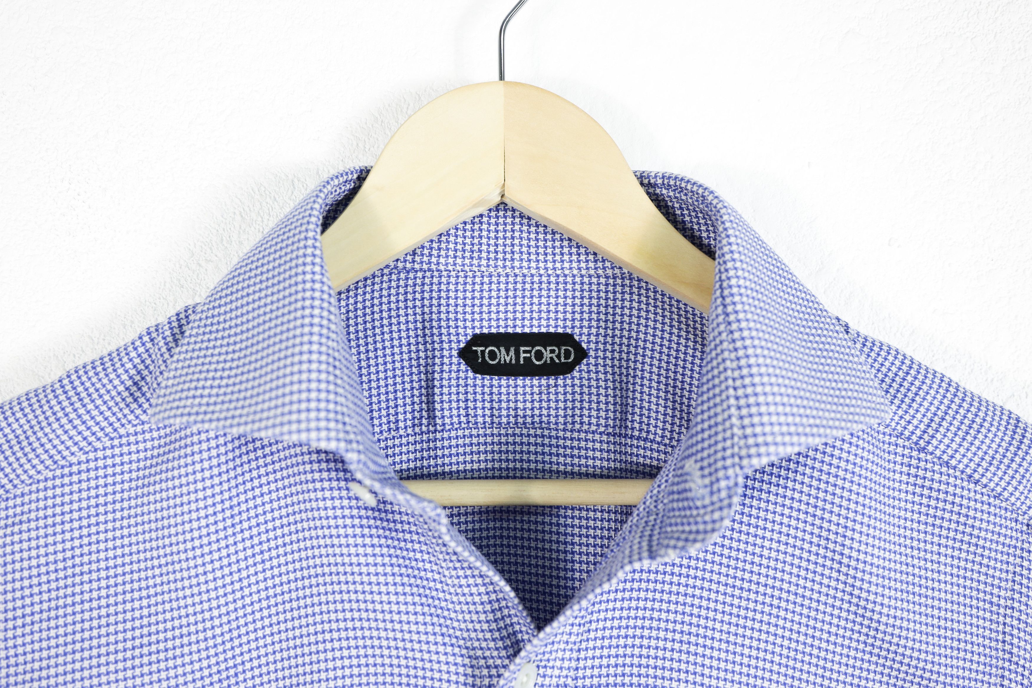 Tom Ford Tom Ford Blue White Knit Cotton Dress Formal Shirt 39 Size US M / EU 48-50 / 2 - 7 Thumbnail