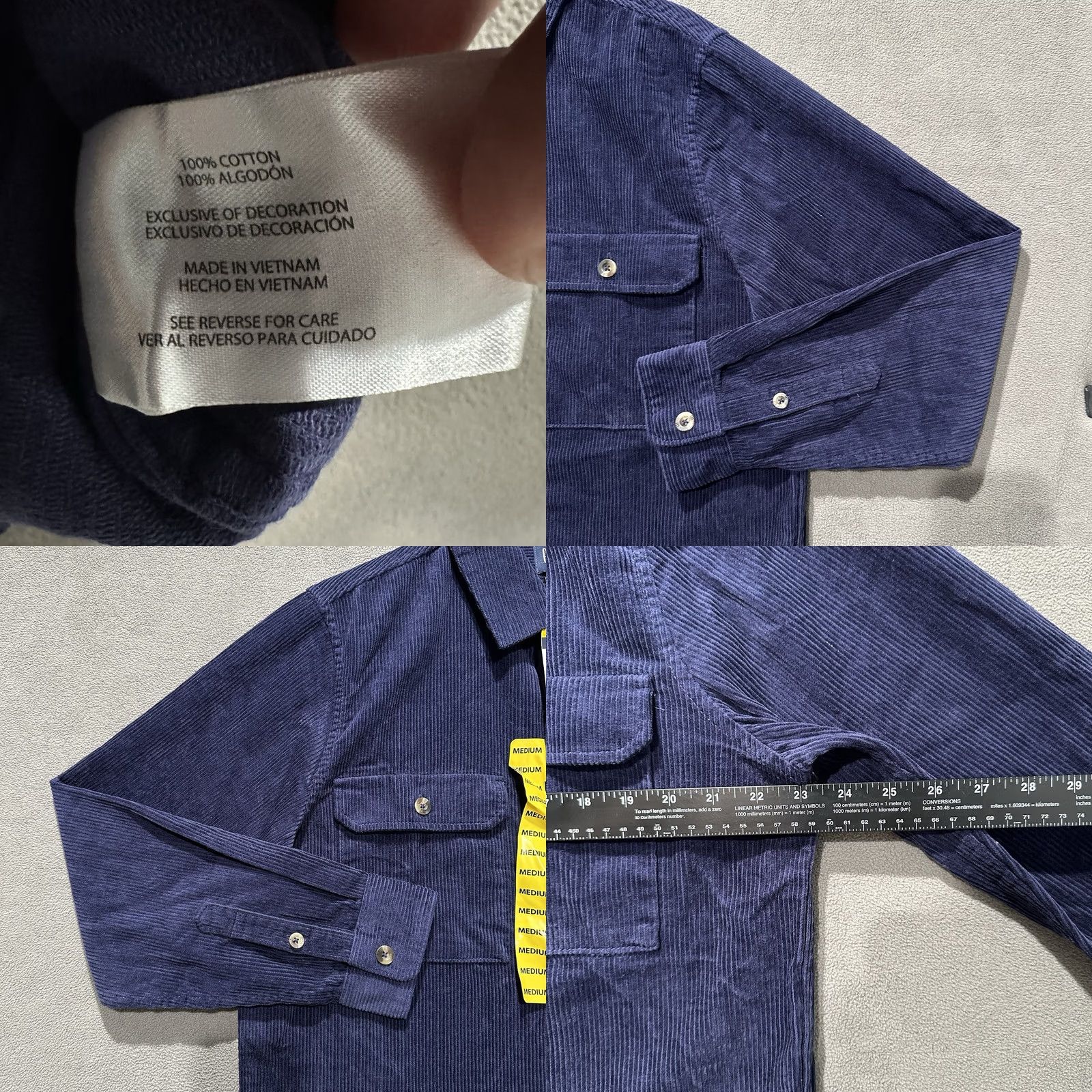 Gap GAP Shirt Mens M Navy Blue Corduroy Long Sleeve Button Up MSRP 80 Size US M / EU 48-50 / 2 - 8 Thumbnail