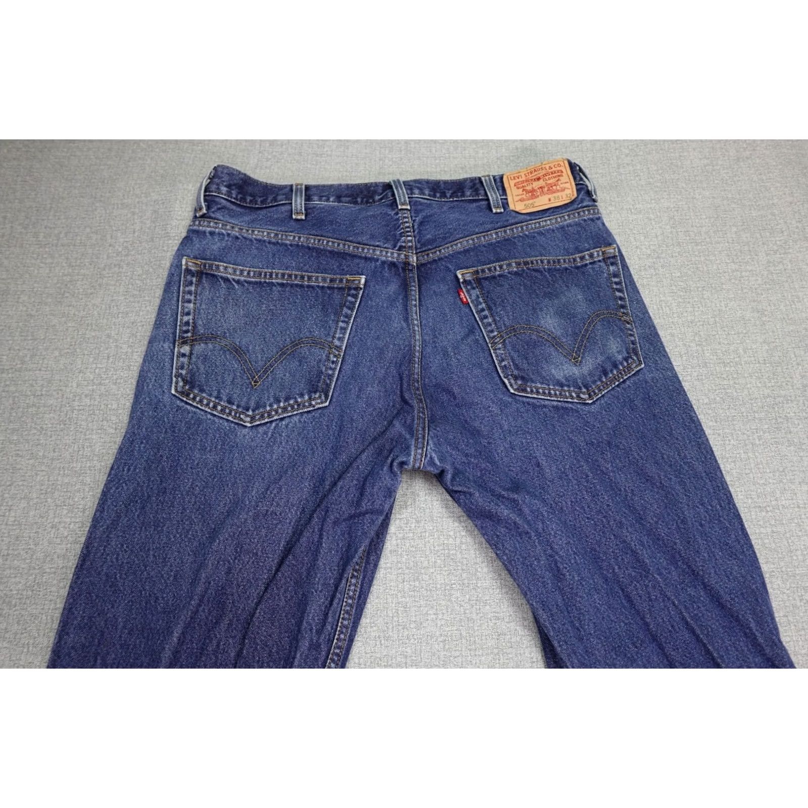 Levi's Levi's 505 Jeans Mens 38x32 Blue Regular Fit Western Cowboy Rancher Dark Wash Size US 38 / EU 54 - 5 Thumbnail