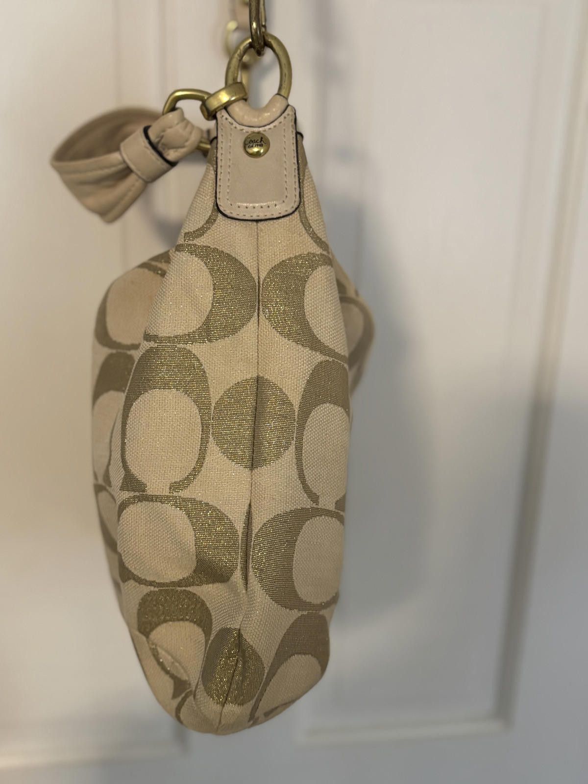 Coach COACH Kristin Lurex Champagne Woven Hobo Shoulder Bag Purse Size ONE SIZE - 8 Thumbnail