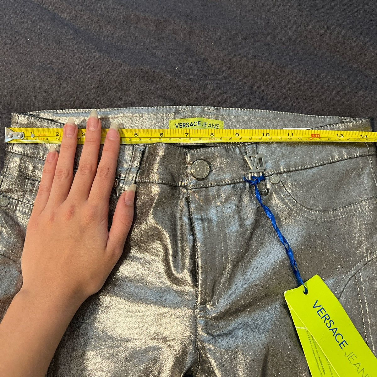 Versace Versace Jeans Silver Coated Denim Pants Size 27" / US 4 / IT 40 - 3 Thumbnail