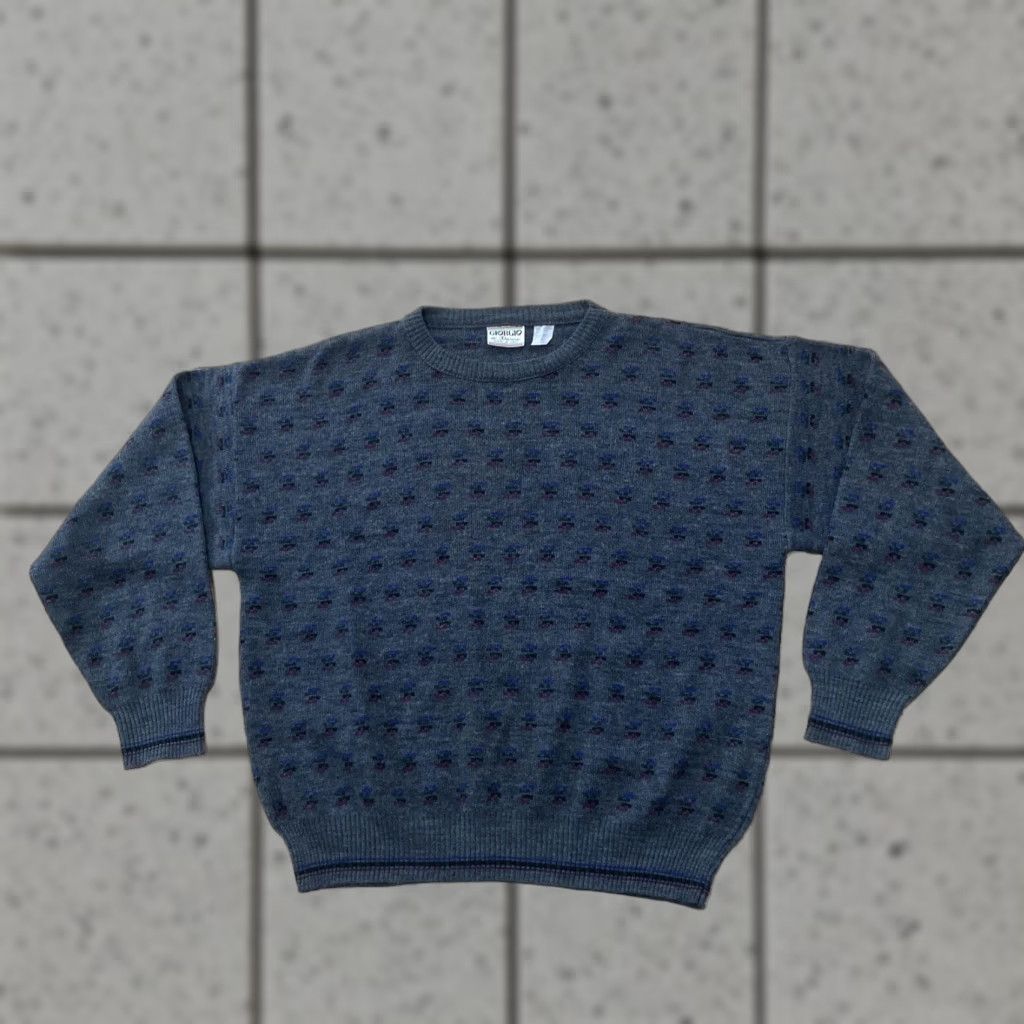 Vintage VINTAGE Giorgio Di Firenze Geometric Wool Sweater Men L Gray Knit 90s Capsule Pullover Size US L / EU 52-54 / 3 - 1 Thumbnail