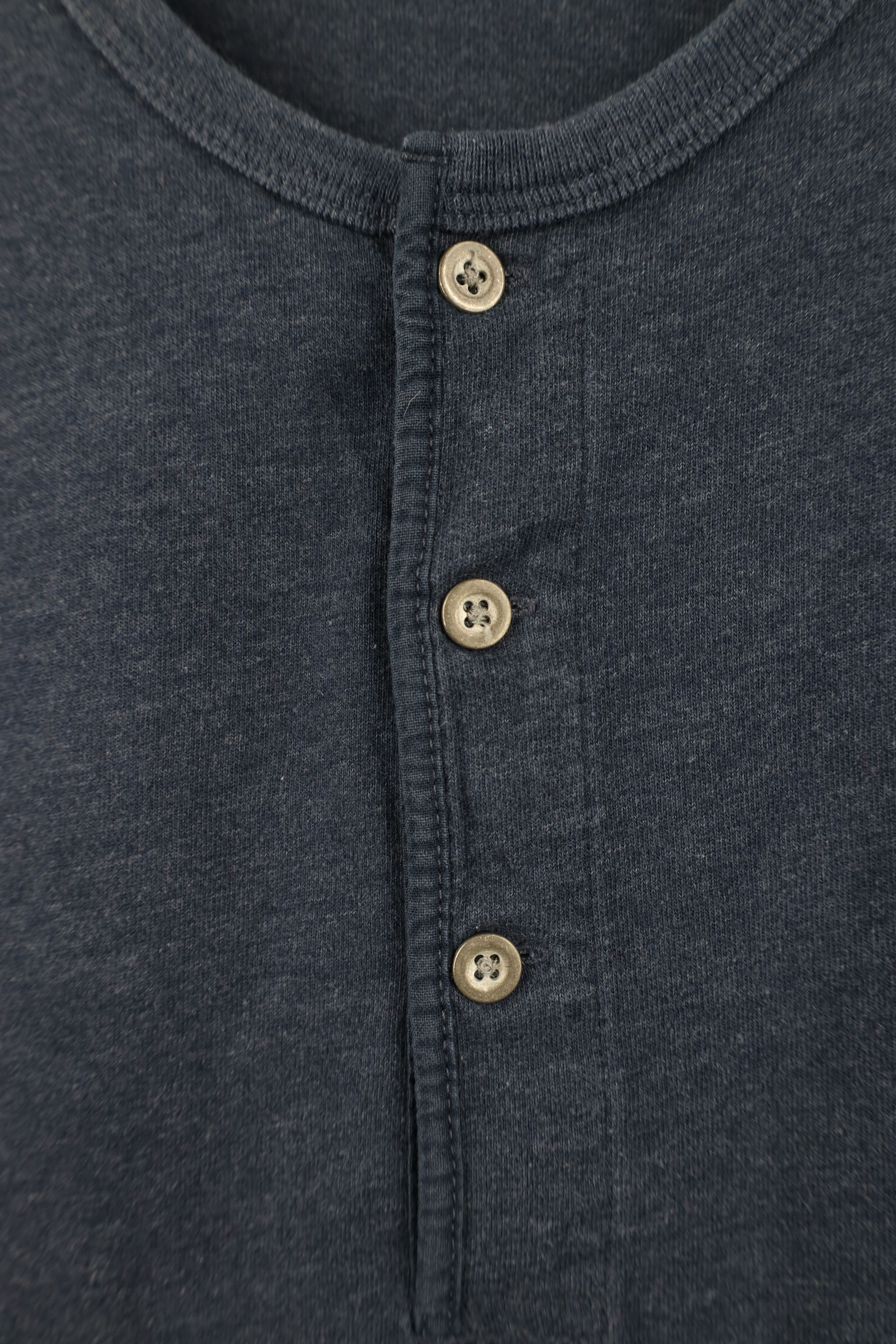 J.Crew J Crew Blank Knit Long Sleeve Henley T-Shirt Blue Cotton Size US L / EU 52-54 / 3 - 4 Thumbnail