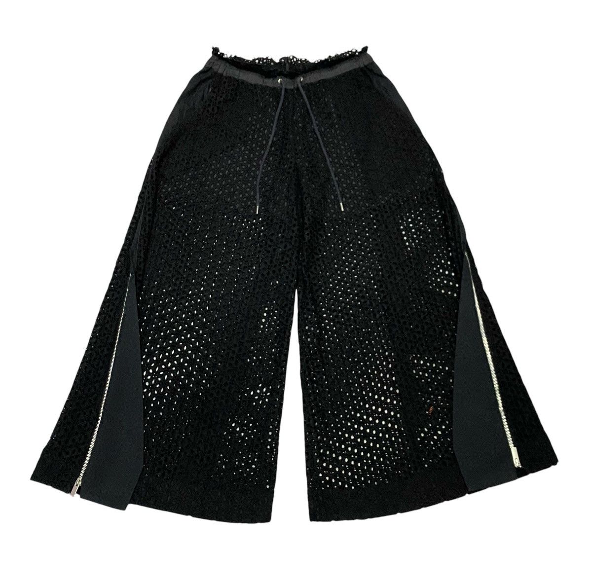 Sacai Sacai Mesh Black Wide-Leg Pants Size 30" / US 8 / IT 44 - 5 Thumbnail