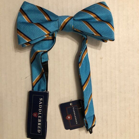 Saddlebred SADDLEBRED men's new turquoise 50%silk 50%polyester bow tie Size ONE SIZE - 1 Thumbnail