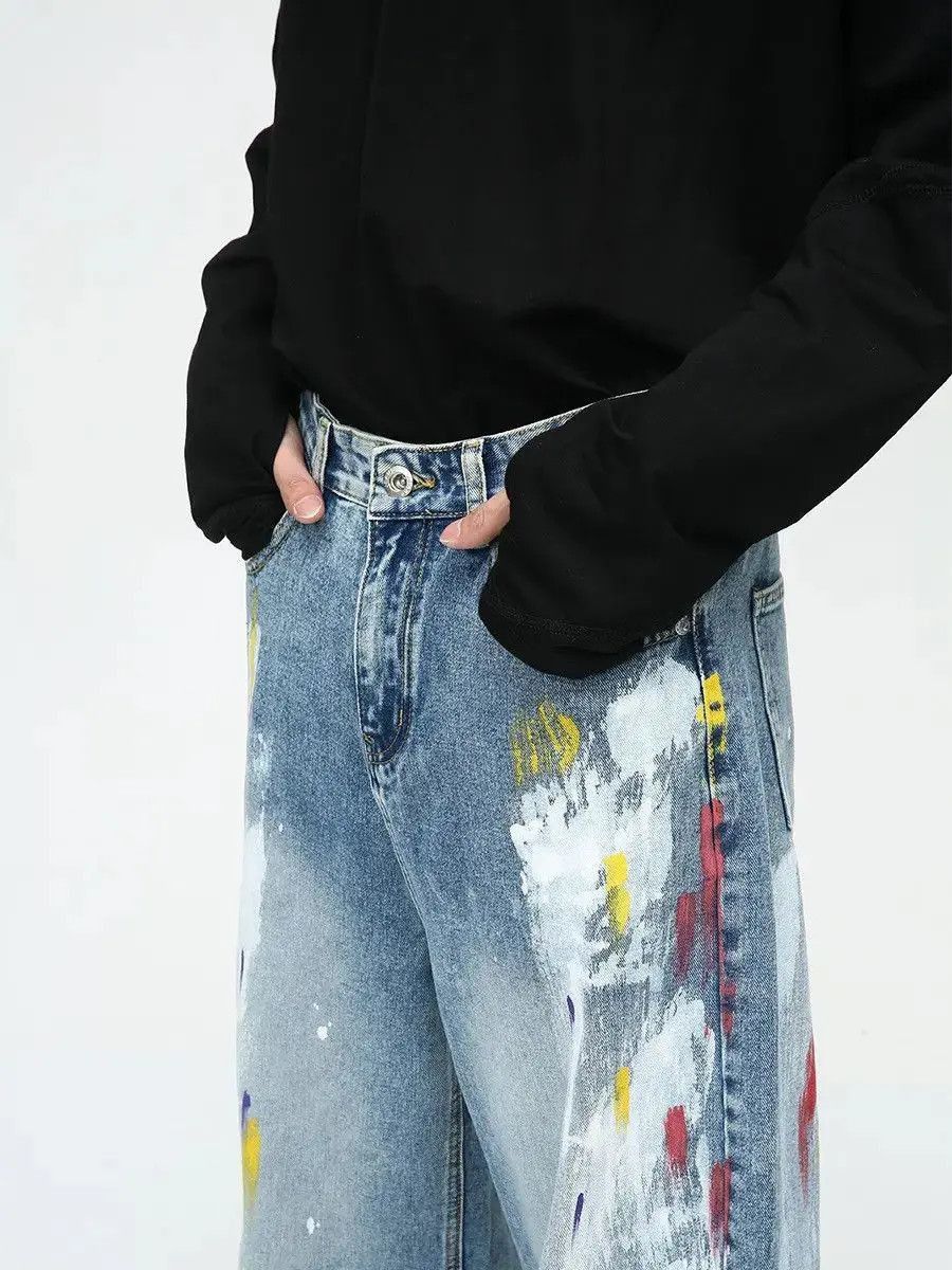 Japanese Brand Retro High Street Graffiti Loose Casual Jeans Size US 32 / EU 48 - 4 Thumbnail