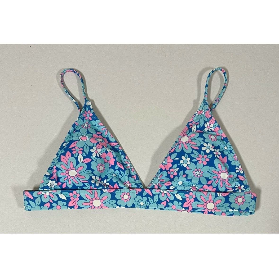 Other Blue Pink Daisy Bikini Top Swimwear Bathing Suit Size L 🩵🩷✨ Size L / US 10 / IT 46 - 1 Thumbnail