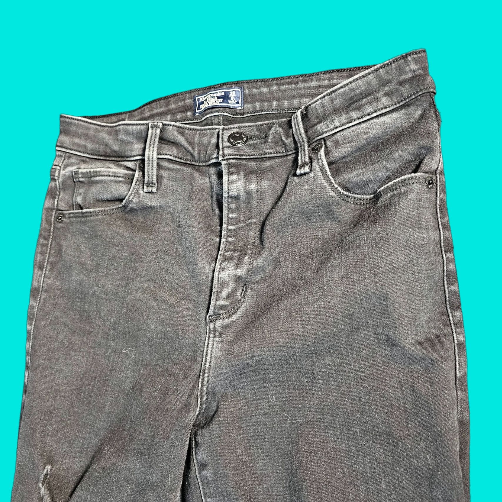 Abercrombie & Fitch Abercrombie & Fitch Simone High Rise Super Skinny Jeans Womens 29 Black Distressed Jeans (Dark Wash) - Cotton Blend Denim Size 29 Womens Size 29" - 1 Thumbnail
