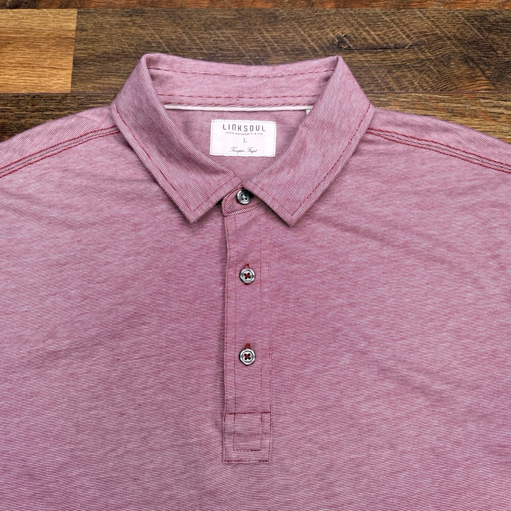 Vintage Linksoul Polo Shirt Mens Large Red Tempus Fugit Preppy Size US L / EU 52-54 / 3 - 3 Thumbnail