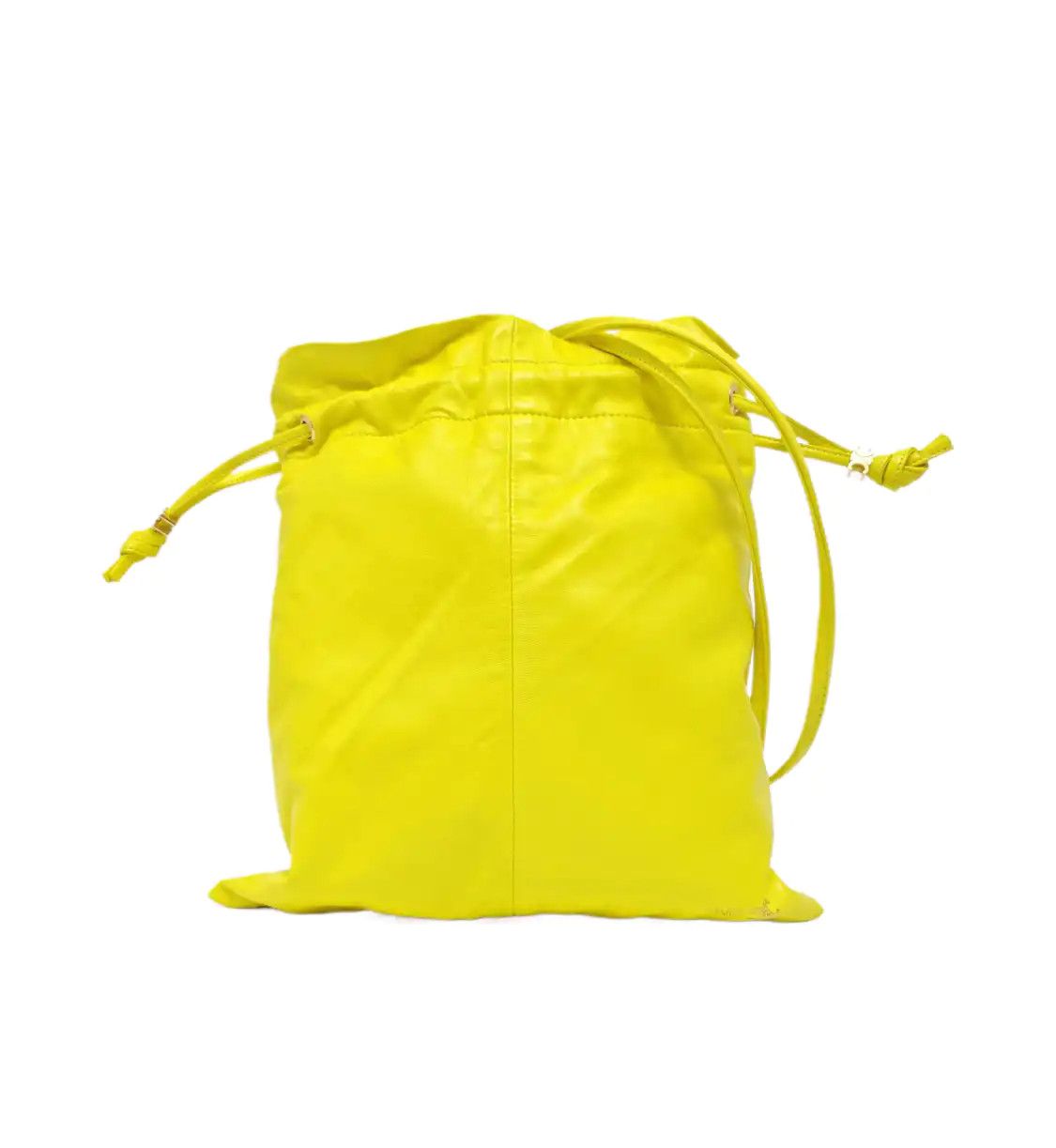 Celine Crystal Pouch Small Yellow Sheepskin Shoulder Bag Crossbody Bag Gold Hard, Women's