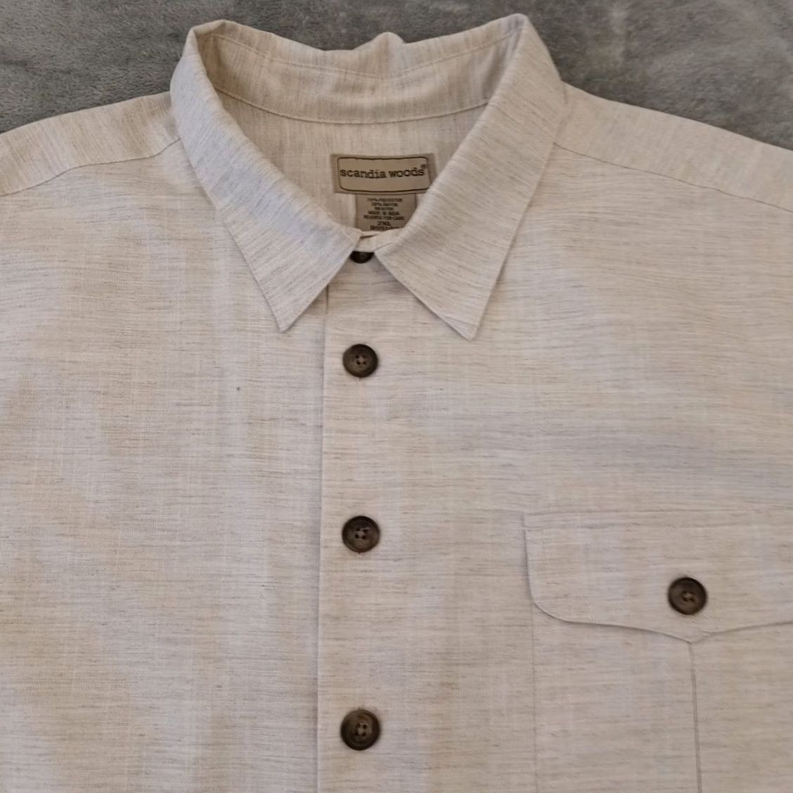 Vintage Scandia Woods Mens 2XL Beige Heather Long Sleeve Button Up Pockets - 2XL Size US XXL / EU 58 / 5 - 2 Thumbnail