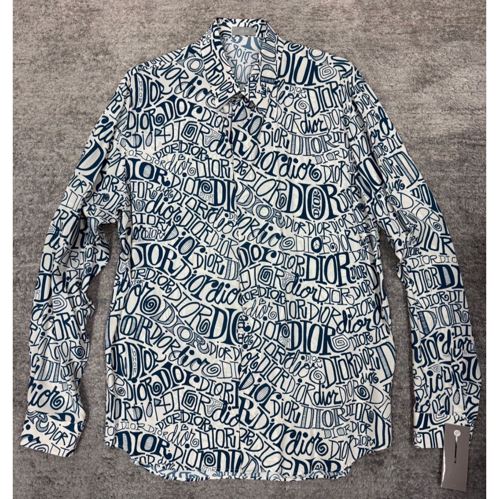 Dior Dior Shawn Stussy Blue Swirl Graffiti Long Sleeve Button Up Size US L / EU 52-54 / 3 - 2 Thumbnail