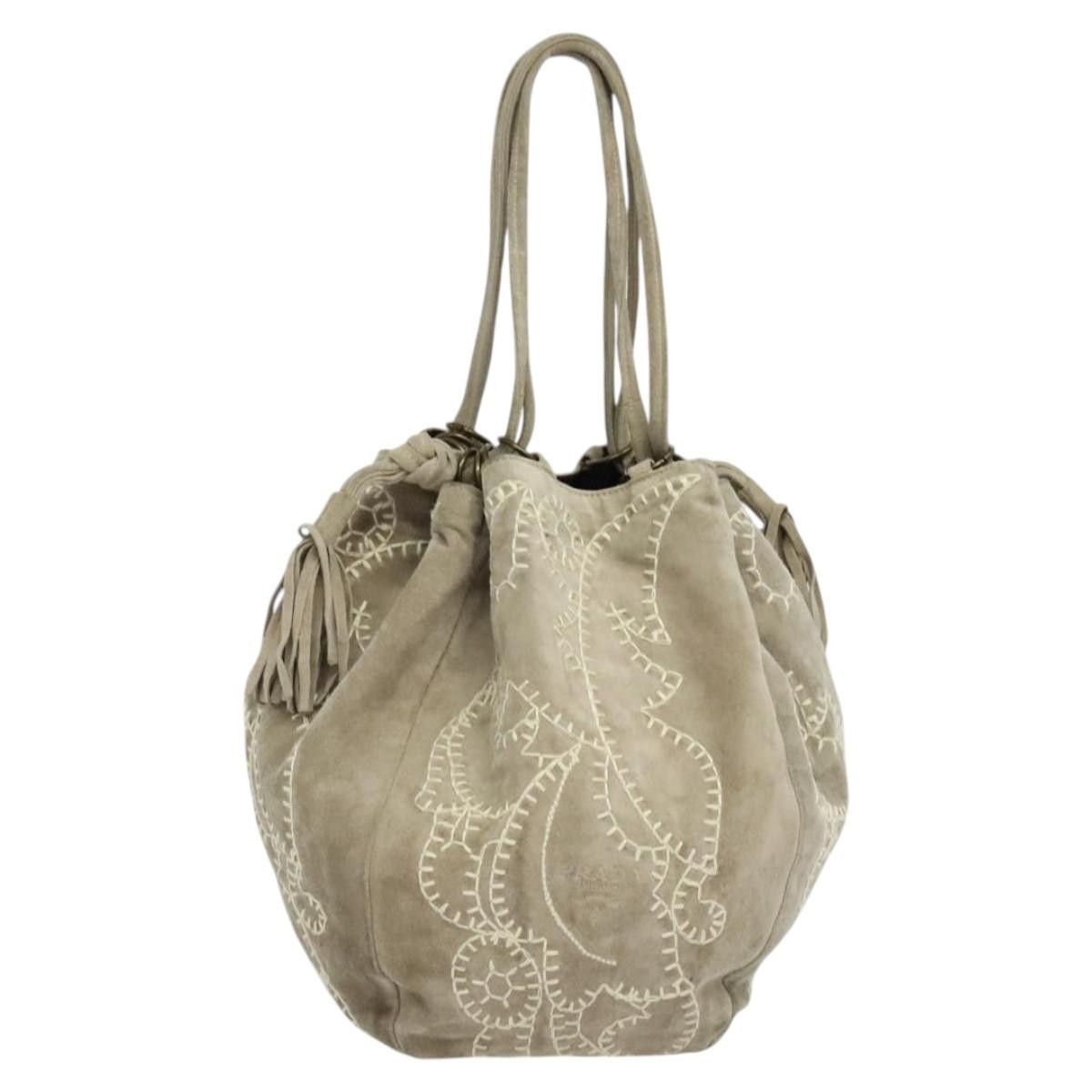 Prada Shoulder Bag Suede Beige Auth Bs23961, Women's