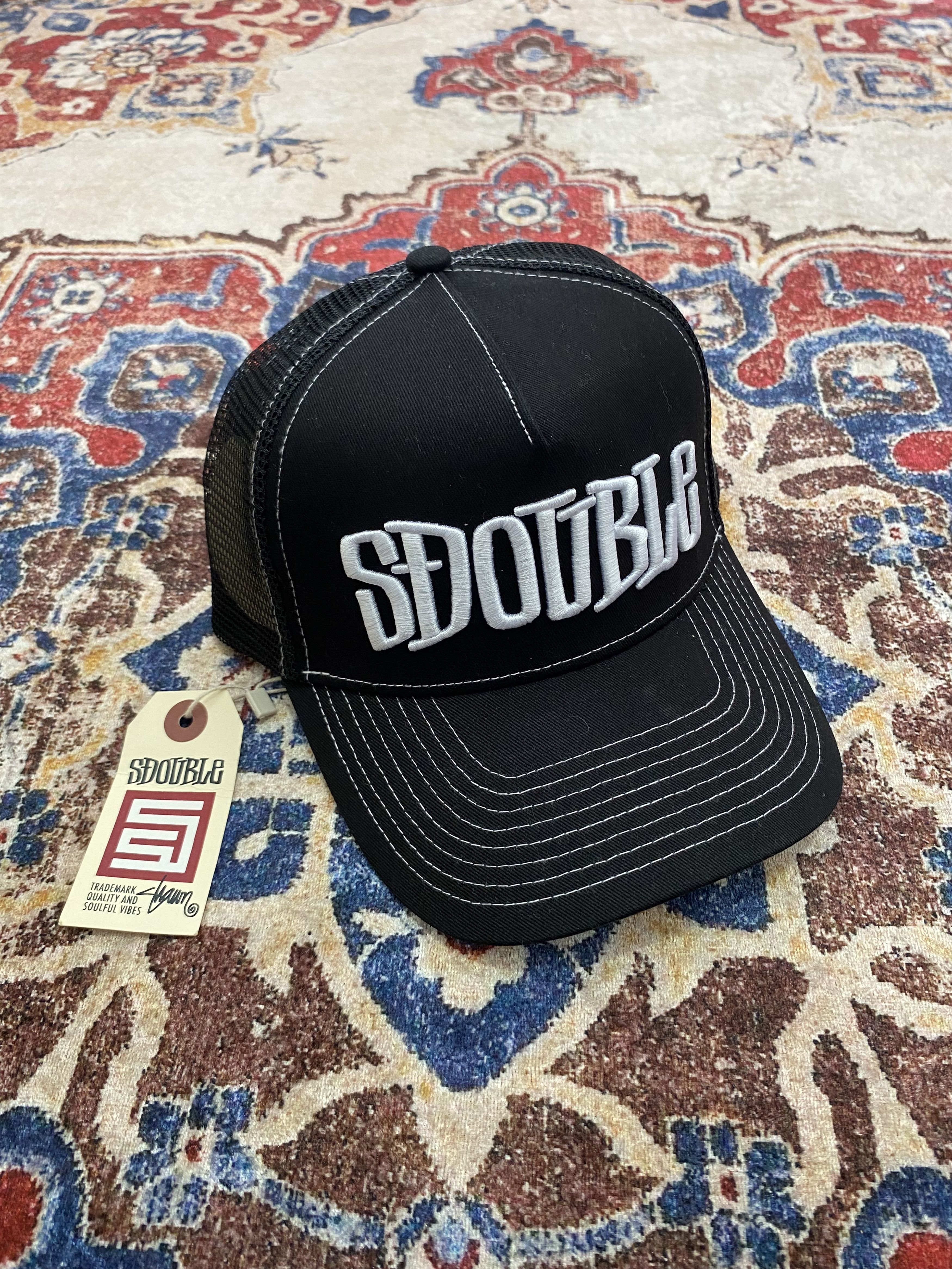 S/DOUBLE S-Double Mid Block Curved Peak Trucker Hat Size ONE SIZE - 1 Thumbnail