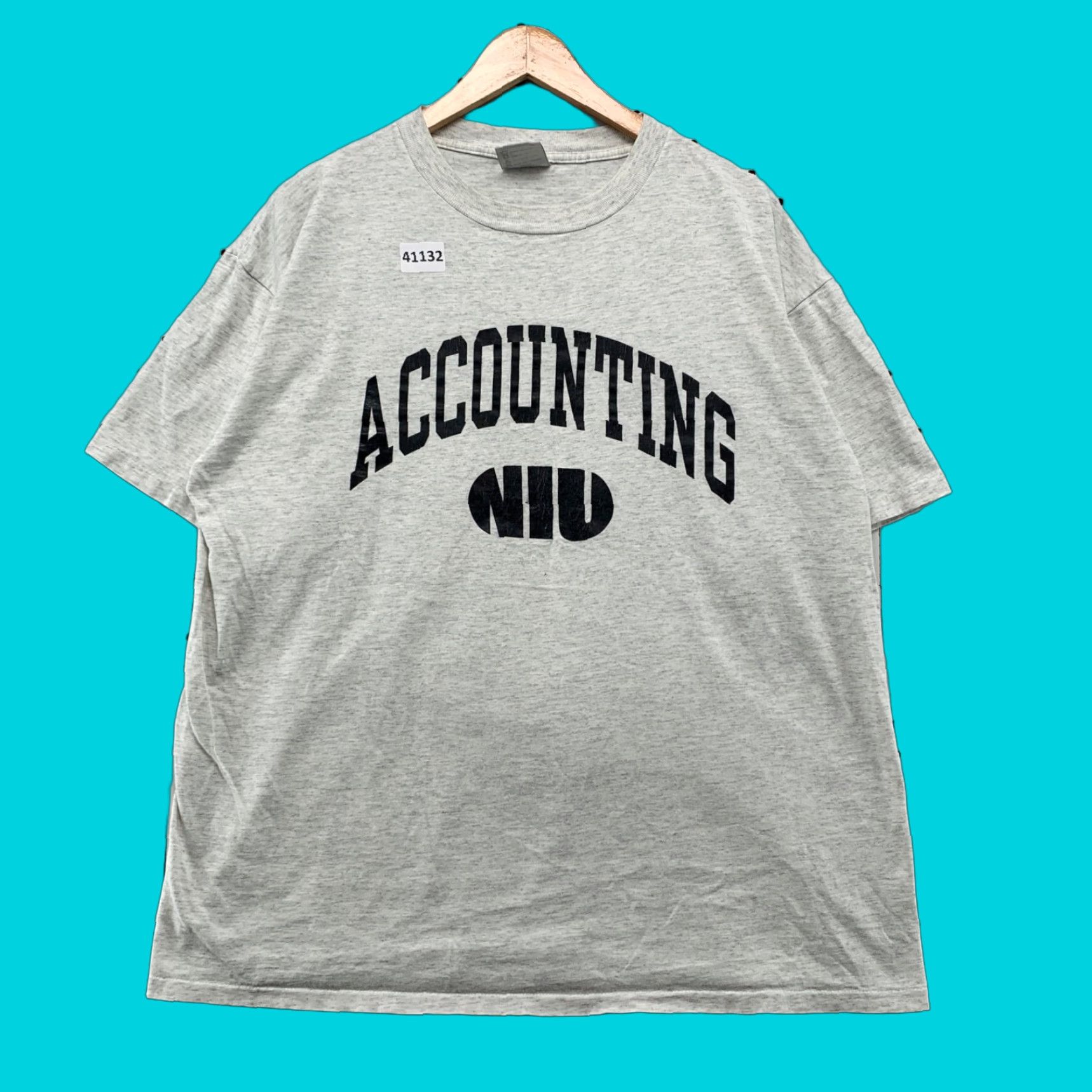 Vintage VINTAGE Oneita NIU Accounting T-Shirt Mens XL Gray Graphic Print University Single Stitch Size US XL / EU 56 / 4 - 1 Thumbnail