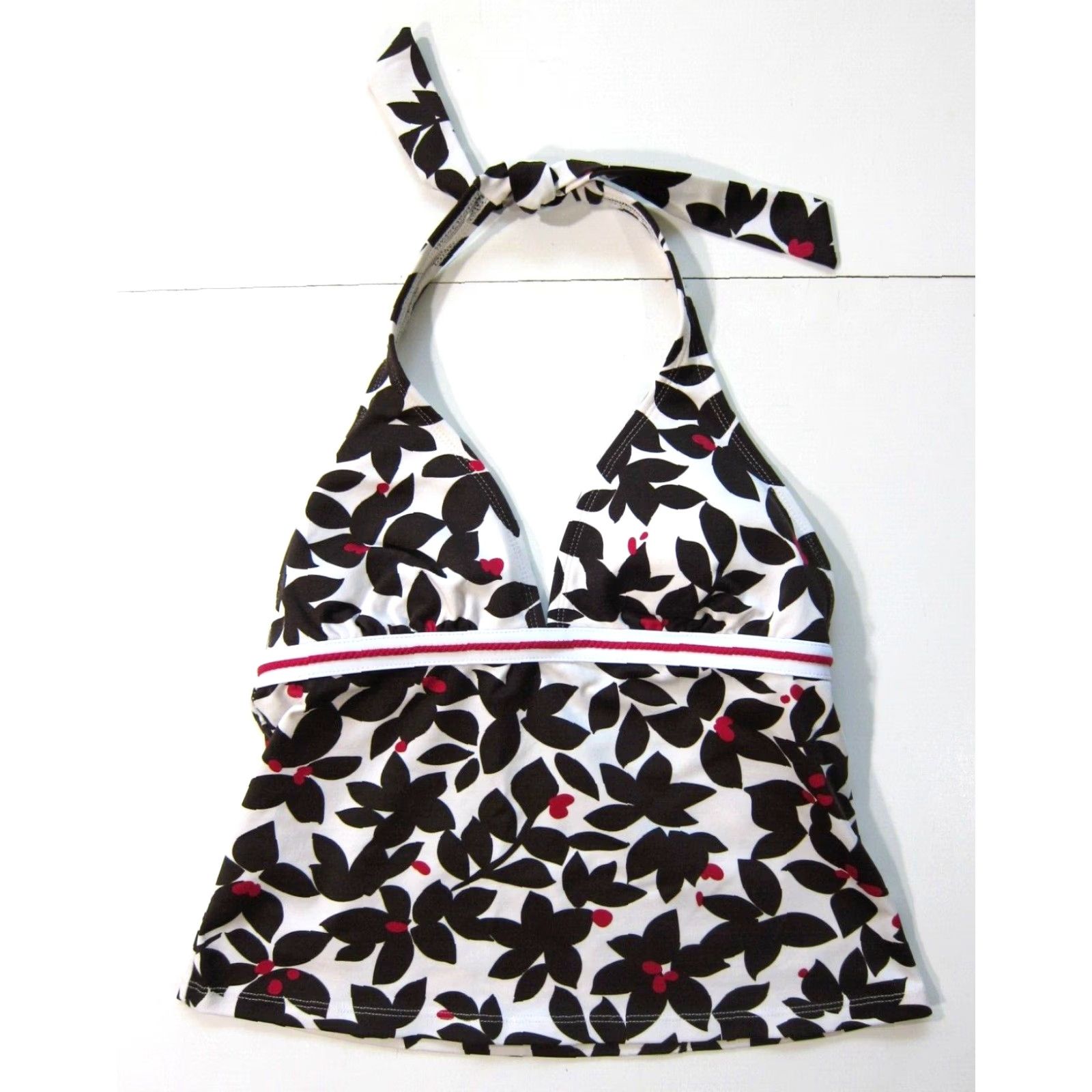 Vintage Jag Brown Pink White Floral Halter Top Swim Tankini Top Women Medium Size M / US 6-8 / IT 42-44 - 2 Thumbnail