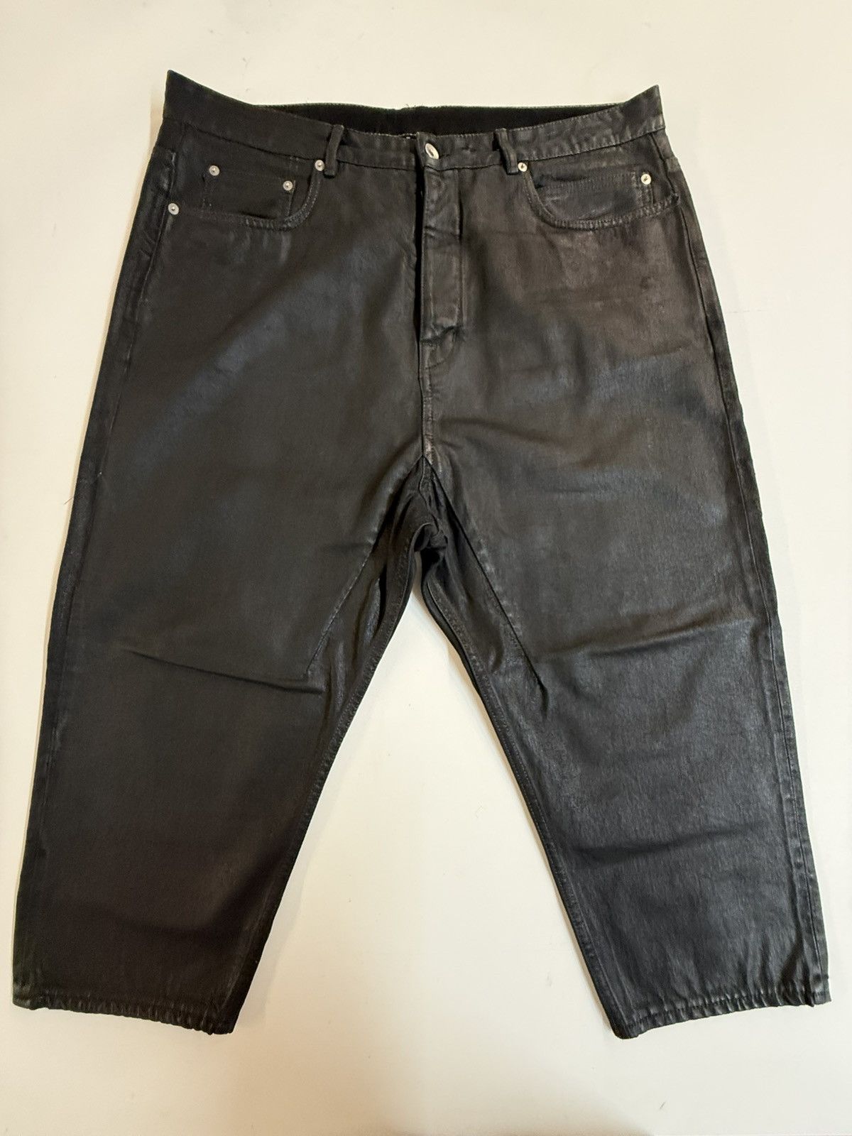 Rick Owens Drkshdw Aircut Zip Black Wax Denim Jeans Trousers