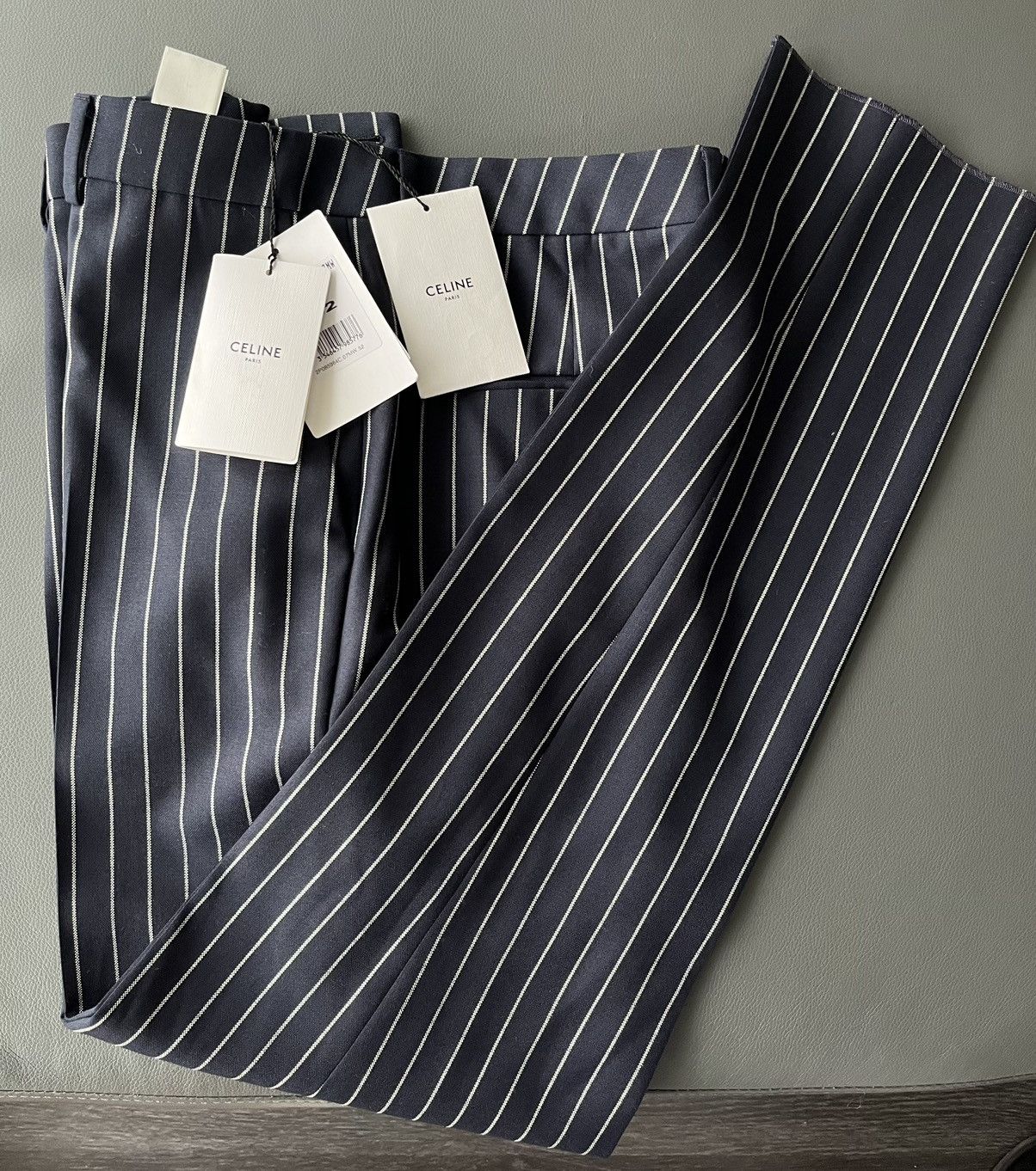 Celine × Hedi Slimane Rare Super Runway Brand New Celine by Hedi Wool Striped Pant Size US 34 / EU 50 - 14 Thumbnail