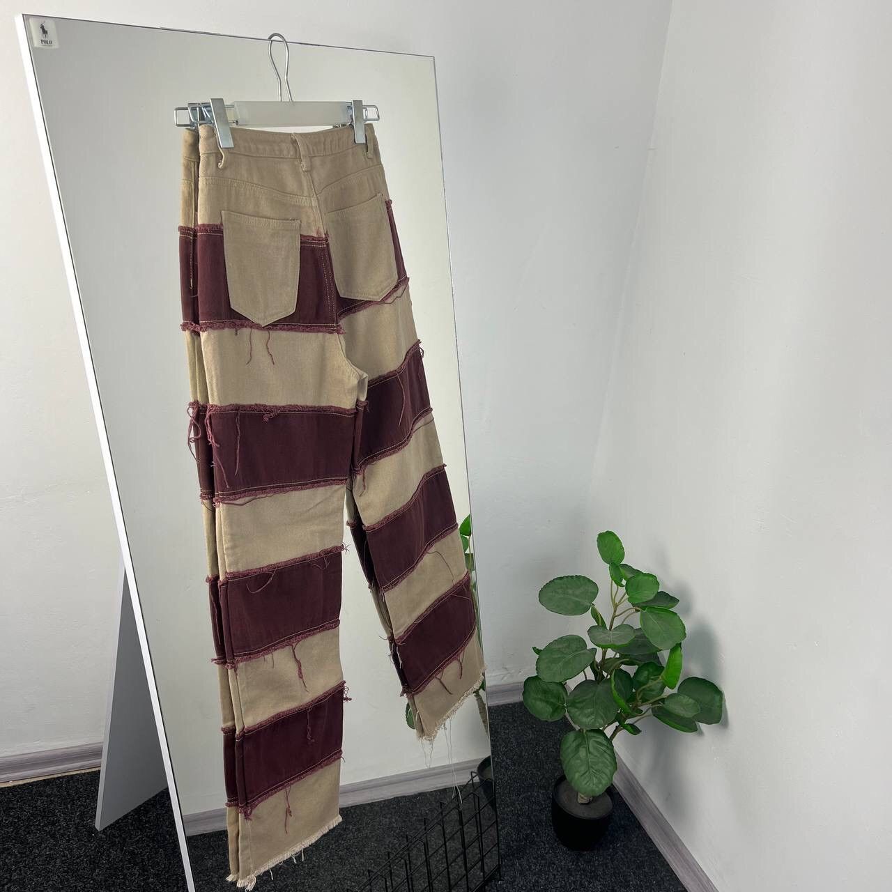 Vintage Distressed Denim Jeans Baggy Striped Y2k Size 24" / US 00 / IT 34 - 2 Thumbnail