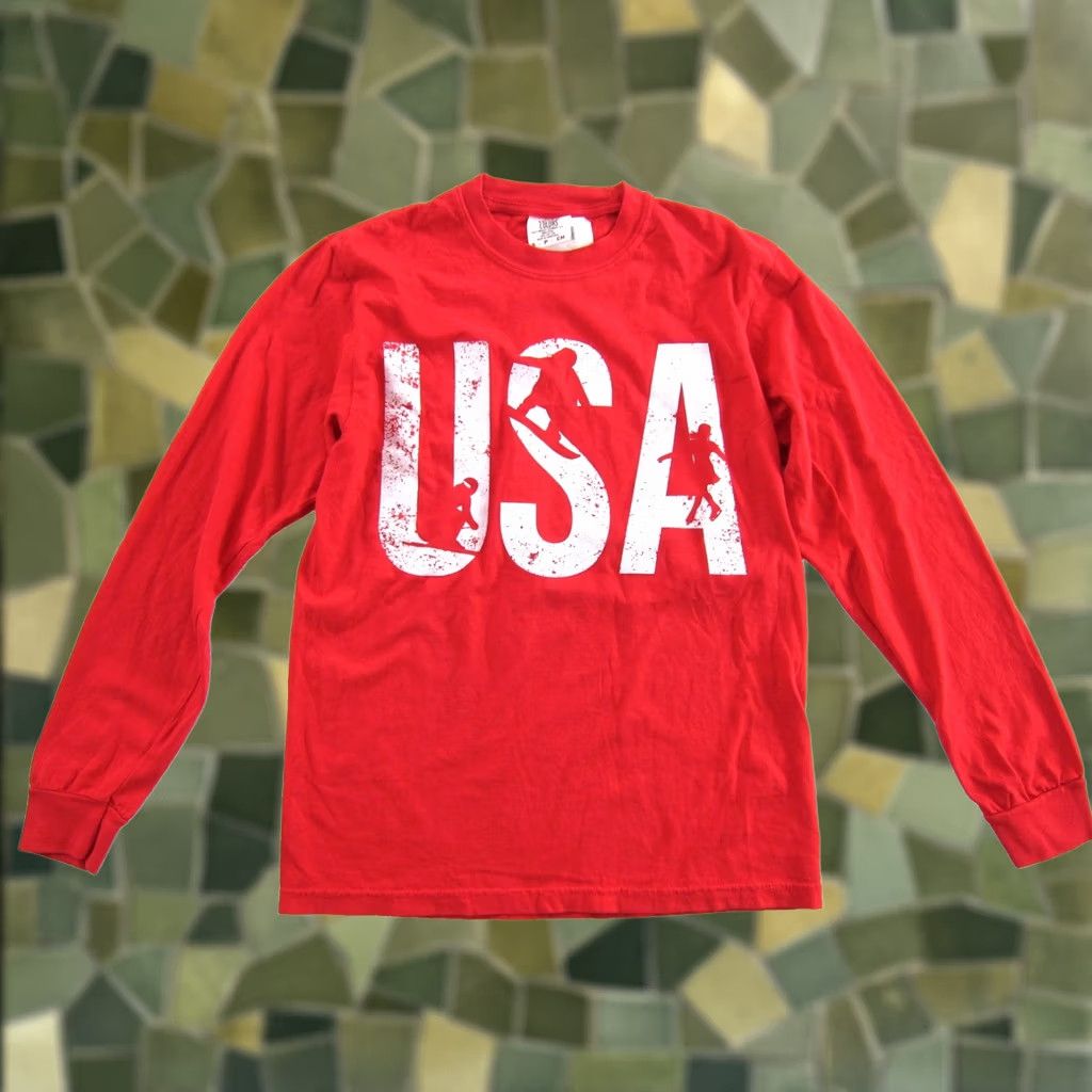 Comfort Colors NWT Comfort Colors Cotton Red White USA Ski Skate Long Sleeve T-Shirt Men Small Size US S / EU 44-46 / 1 - 1 Thumbnail