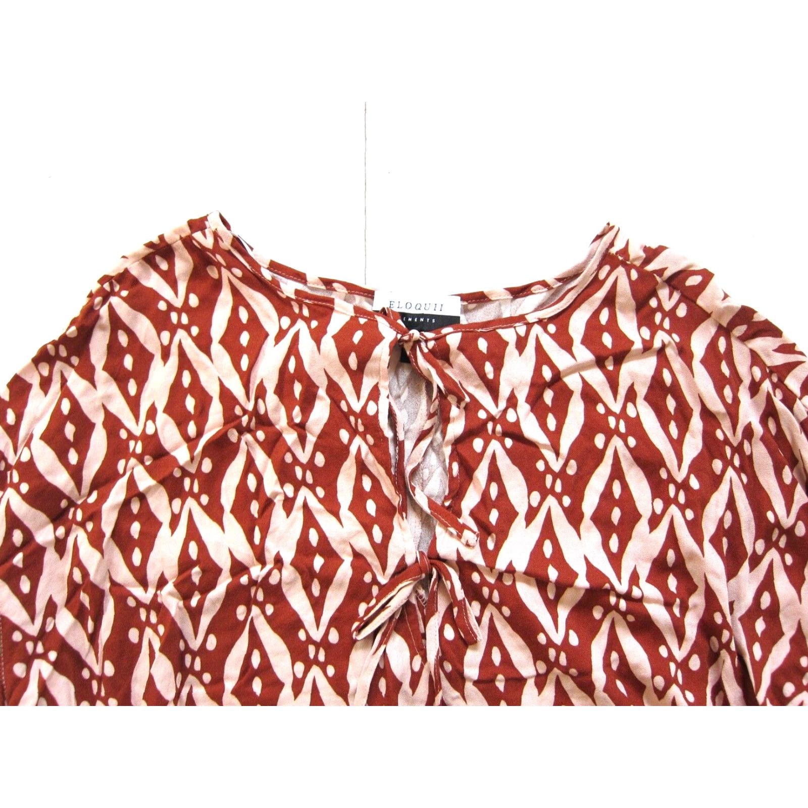 Vintage Eloquii Elements Rayon Red Pink Floral Abstract Long Sleeve Blouse Women 18 Size XXL / US 16-18 / IT 52-54 - 3 Thumbnail