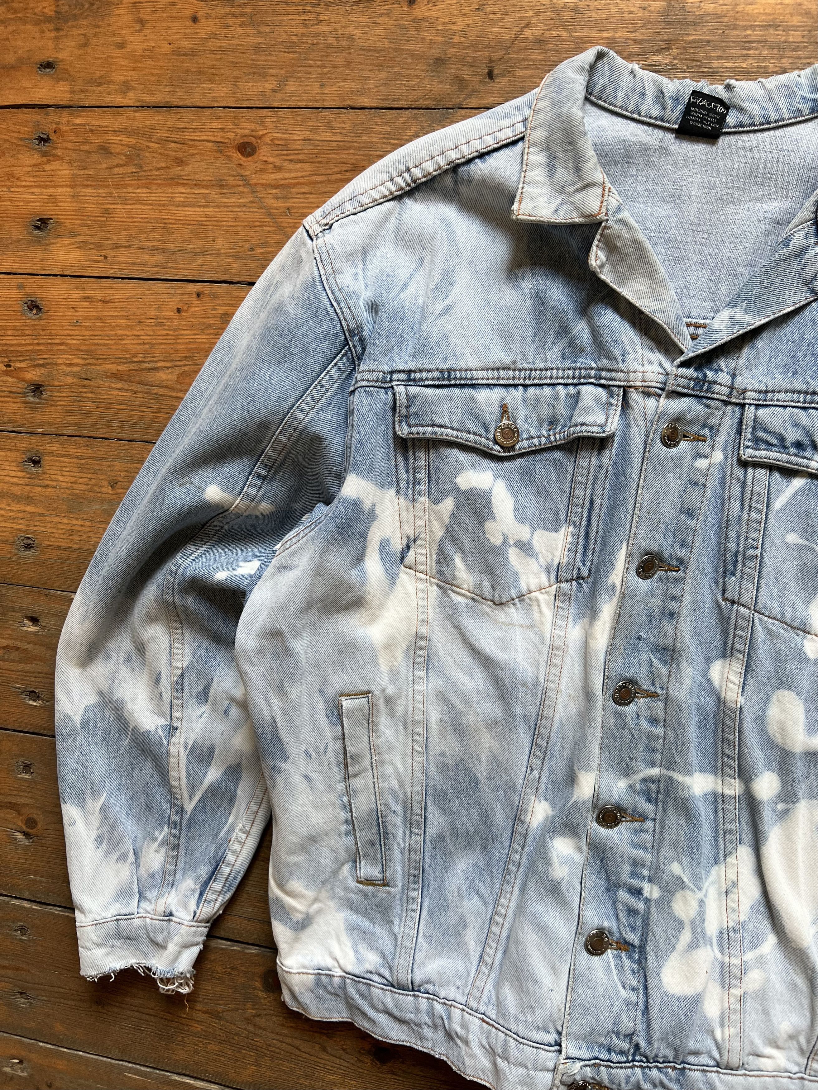Other Vintage Bleached Blue Look Bomber Denim Jeans Jacket Size US XL / EU 56 / 4 - 4 Thumbnail