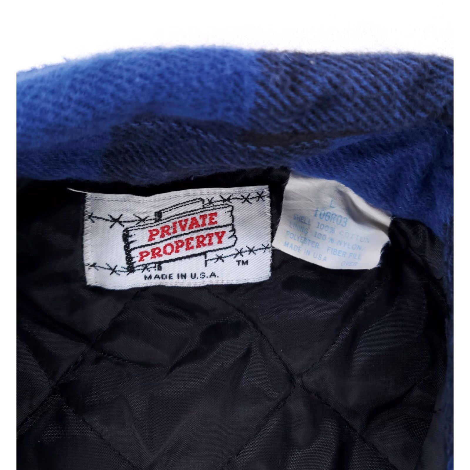 Vintage VINTAGE Private Property Quilted Flannel Shirt Plaid Blue Made USA Mens L Size US L / EU 52-54 / 3 - 2 Thumbnail