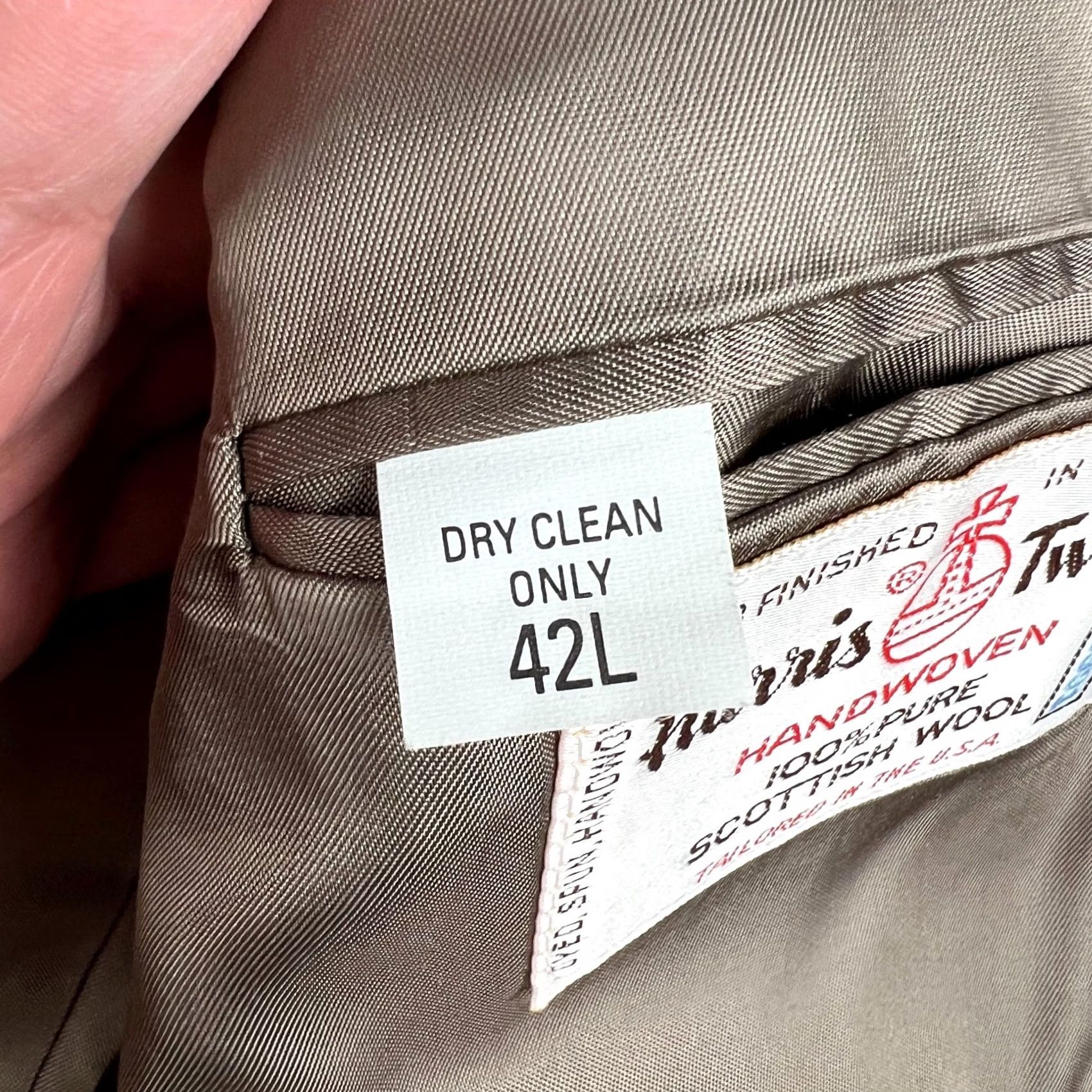 Orvis VINTAGE Orvis Harris Tweed Wool Sport Coat Blazer 42L Beige Preppy Mens Size 42R - 6 Thumbnail