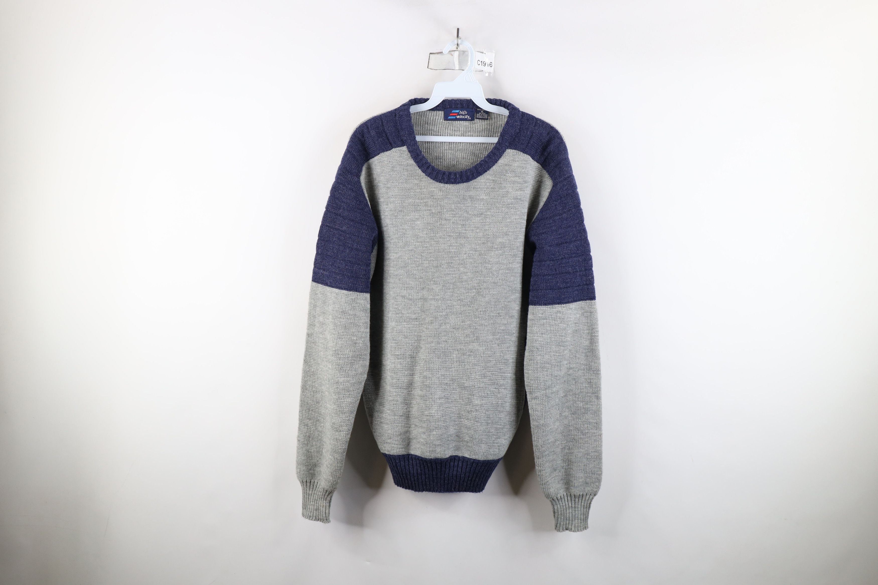 Vintage Vintage 90s Streetwear Ribbed Knit Crewneck Sweater Acrylic Size US XL / EU 56 / 4 - 1 Thumbnail