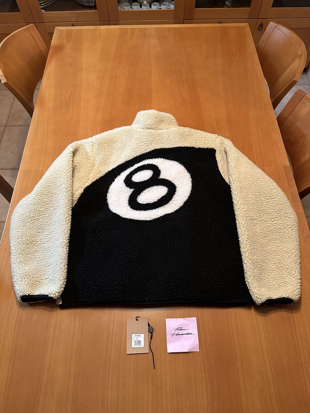 Stussy Stussy 8 ball reversible Sherpa jacket natural | Grailed 