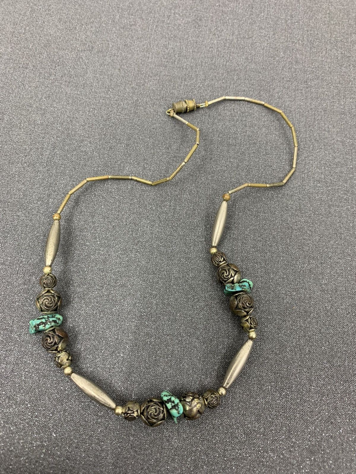 Native Vintage Silver Turquoise Native Necklace Size ONE SIZE - 2 Thumbnail