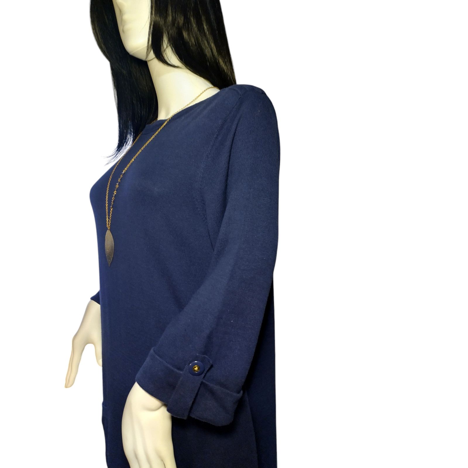 Denim & Co. D&Co. Womens Crewneck Sleeves Mini A-line Dress Blue Sz Md Size M / US 6-8 / IT 42-44 - 6 Thumbnail