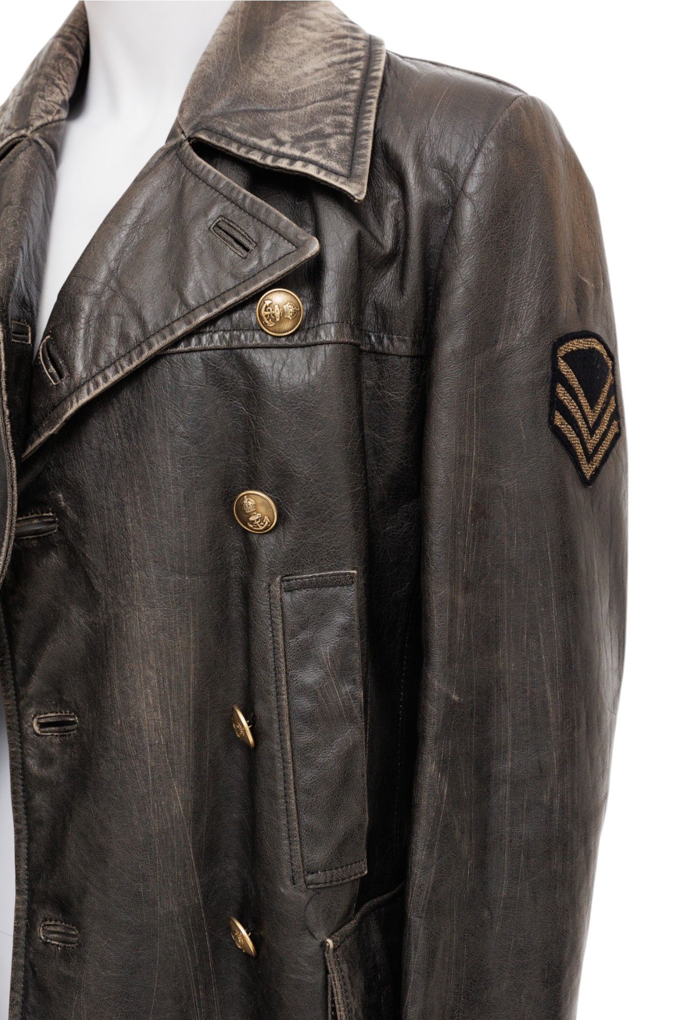 Dolce & Gabbana Black Leather Military Coat Size US S / EU 44-46 / 1 - 5 Thumbnail