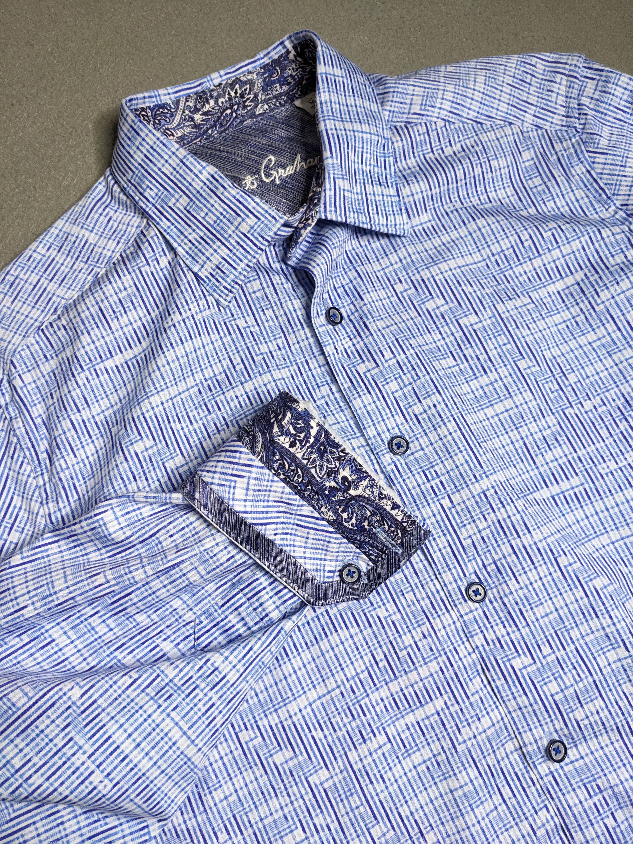 Robert Graham Robert Graham Shirt Medium Plaid Paisley Flip Cuff Button Up Size US M / EU 48-50 / 2 - 1 Thumbnail