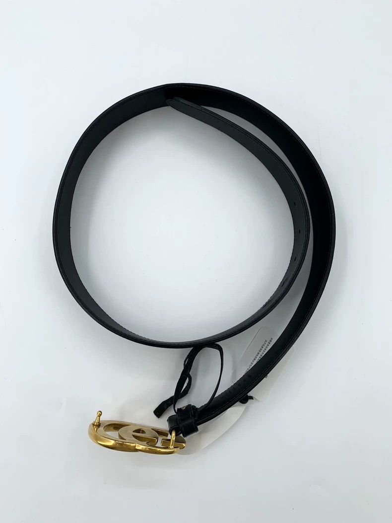 Gucci Gold double G smooth buckle black belt 2502-Nextarrow