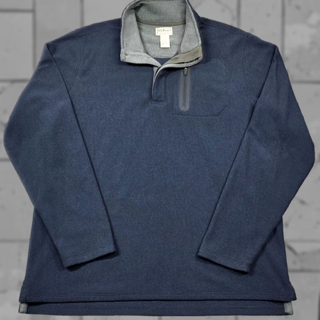 Vintage L.L.Bean Men's Fleece Button Mock Henley Pullover Shirt 505670 Blue L Size US L / EU 52-54 / 3 - 1 Thumbnail