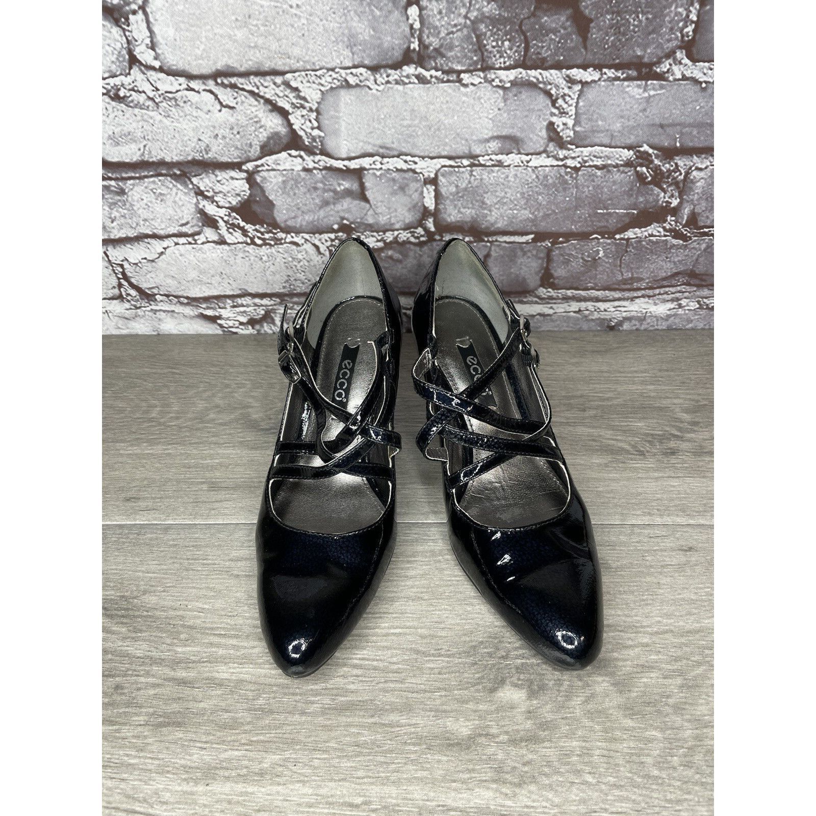Ecco Ecco Navy Blue Patent Leather Mary Jane Strap Heels Shoes Wo Size US 5 / IT 35 - 4 Thumbnail