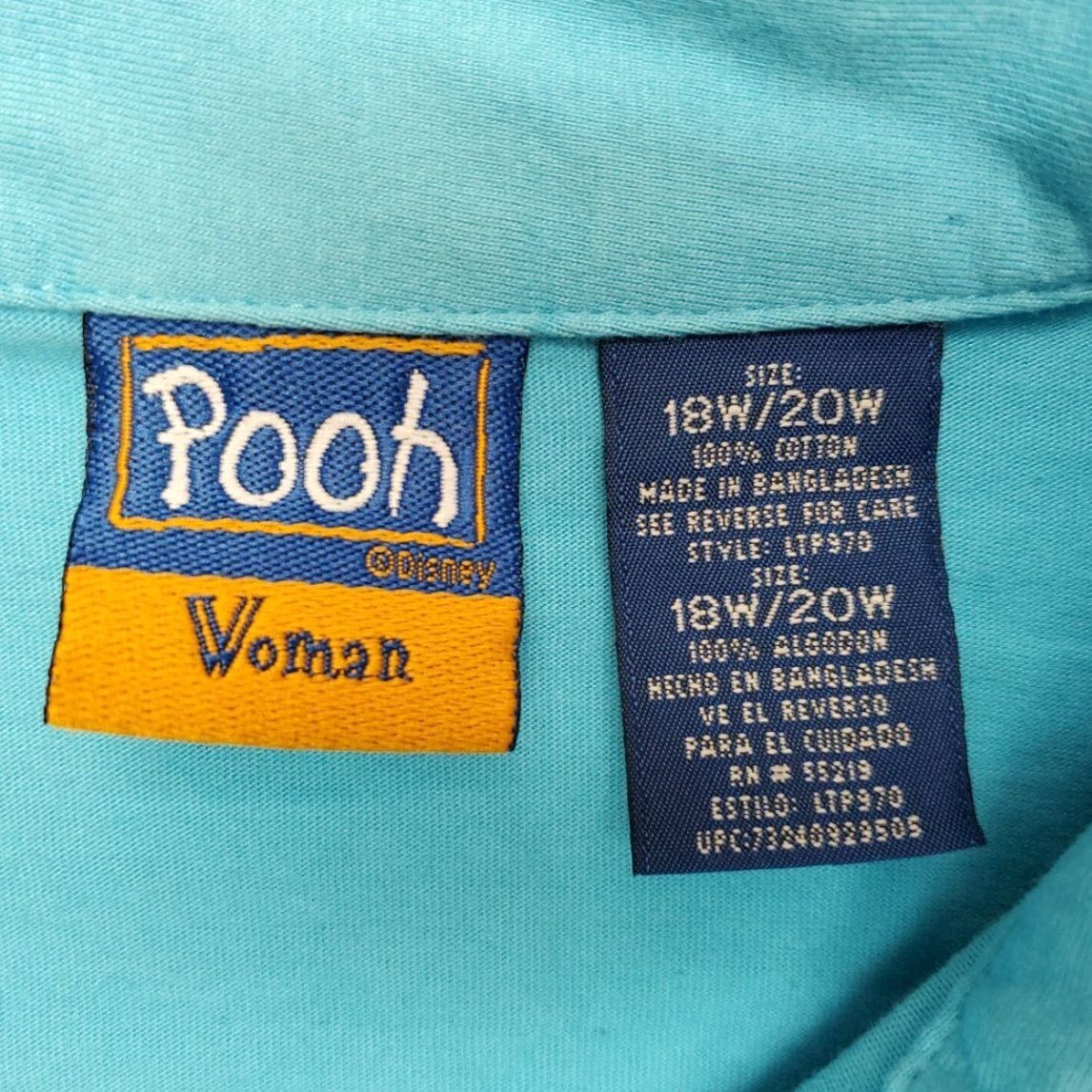 Disney VINTAGE Winnie The Pooh Shirt Womens 18W Blue Tigger Embroidered Disney Polo Jacket Short Sleeve Knit Collared Pullover 100% Cotton - Basic Size 3XL / US 20-22 - 4 Thumbnail