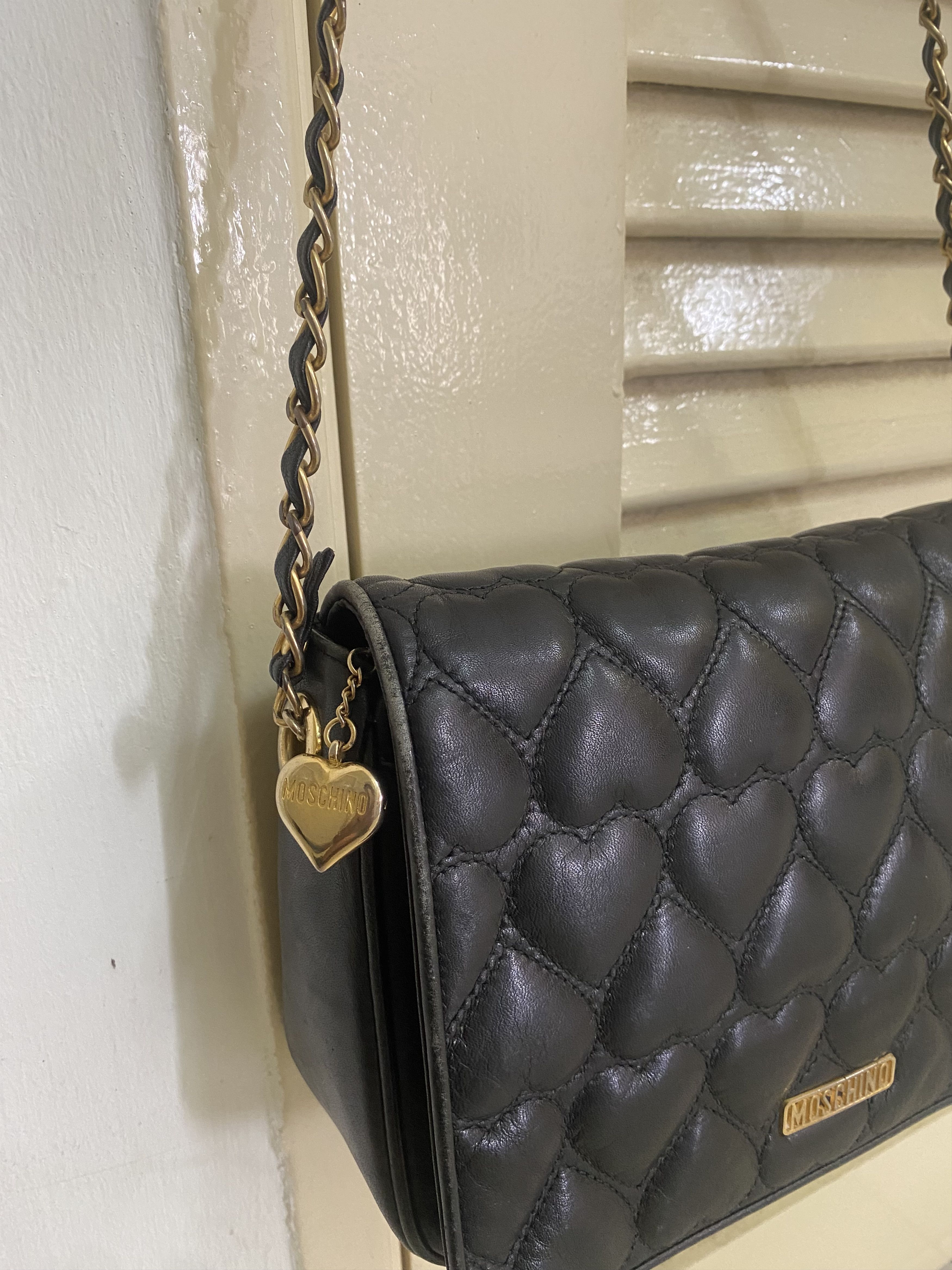 Moschino Moschino Calf Leather Love Shape Quilted Shoulder Bag Size ONE SIZE - 2 Thumbnail