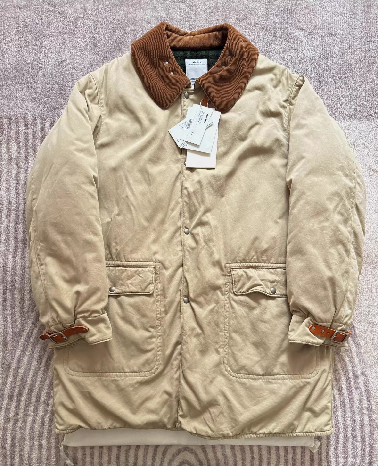 Visvim Beige Insulated Parka with Corduroy Collar - L Size US L / EU 52-54 / 3 - 1 Thumbnail