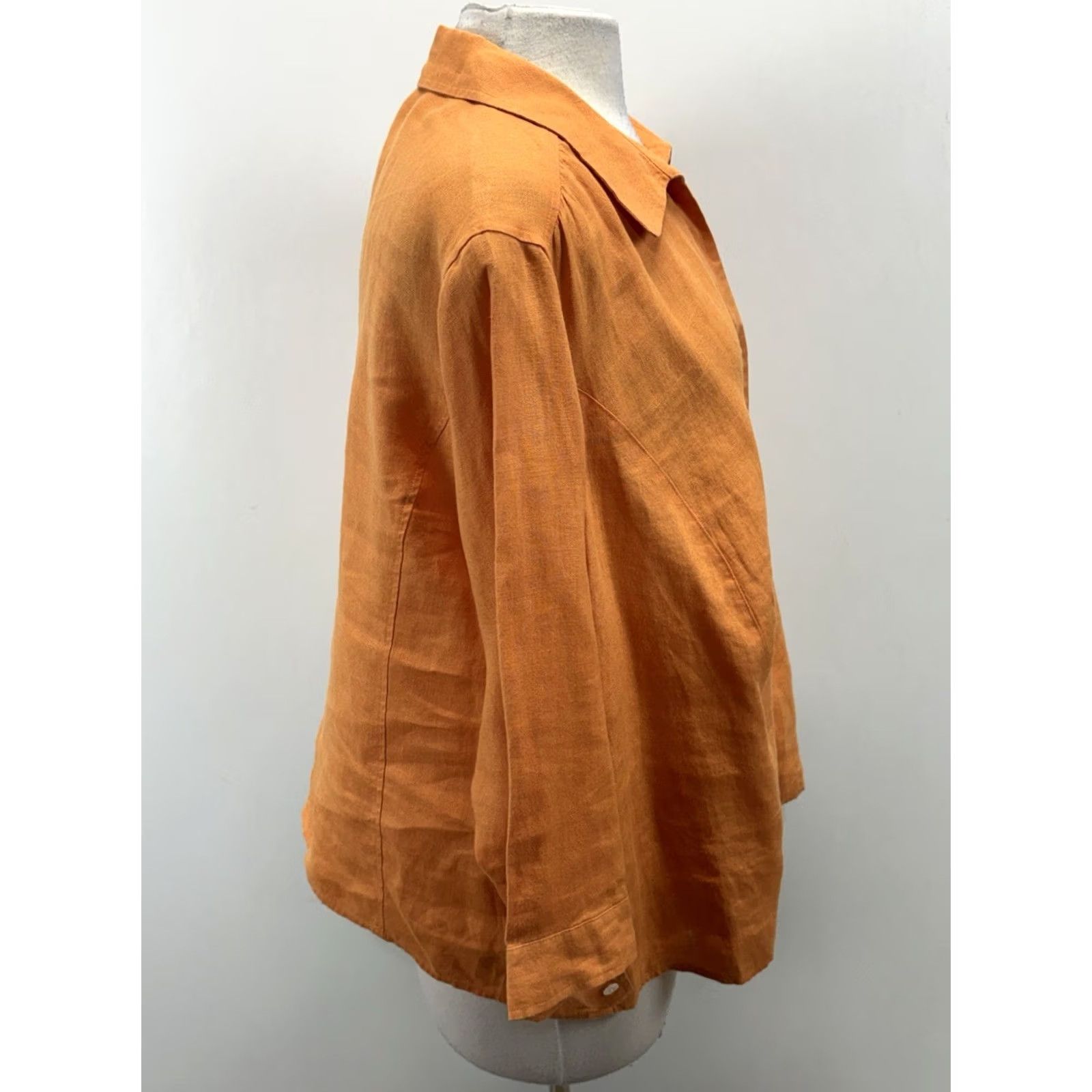 Talbots Talbots 100% Irish Linen Button Up Shirt Womens 22W Plus Melon Orange 3/4 Sleeve Size 3XL / US 20-22 - 4 Thumbnail