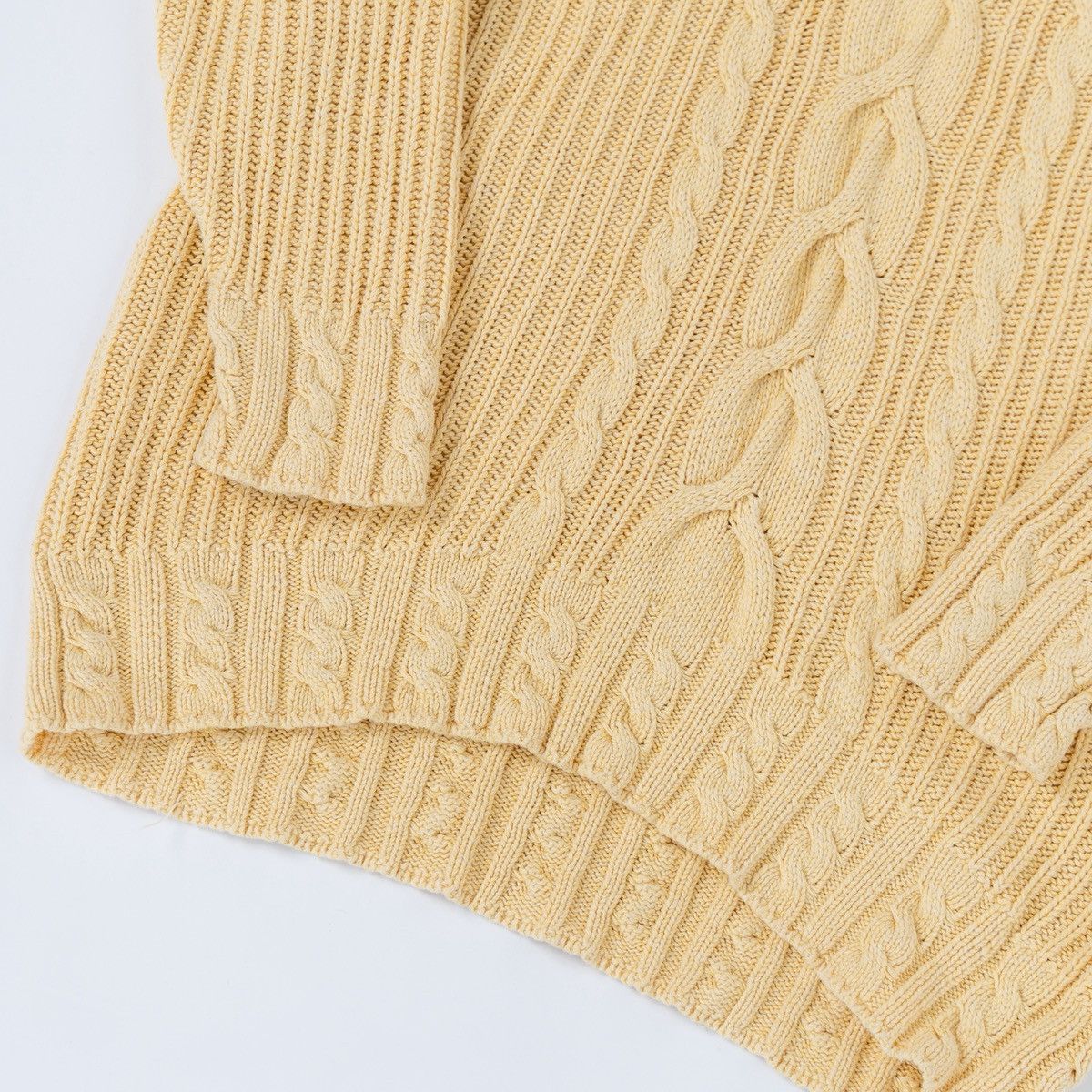 Vintage Vintage Wmns Yellow Cable Knit Sweater High Neck Ribbed Knit Size M / US 6-8 / IT 42-44 - 5 Thumbnail