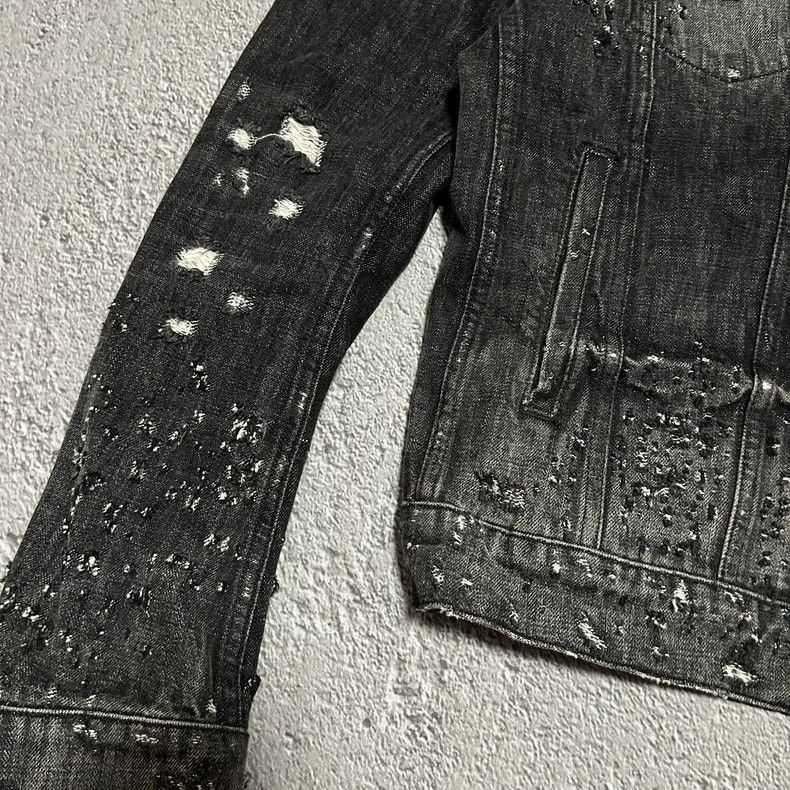 Amiri AMIRI bullet hole damage washed black denim jacket-2506 Size US S / EU 44-46 / 1 - 3 Thumbnail