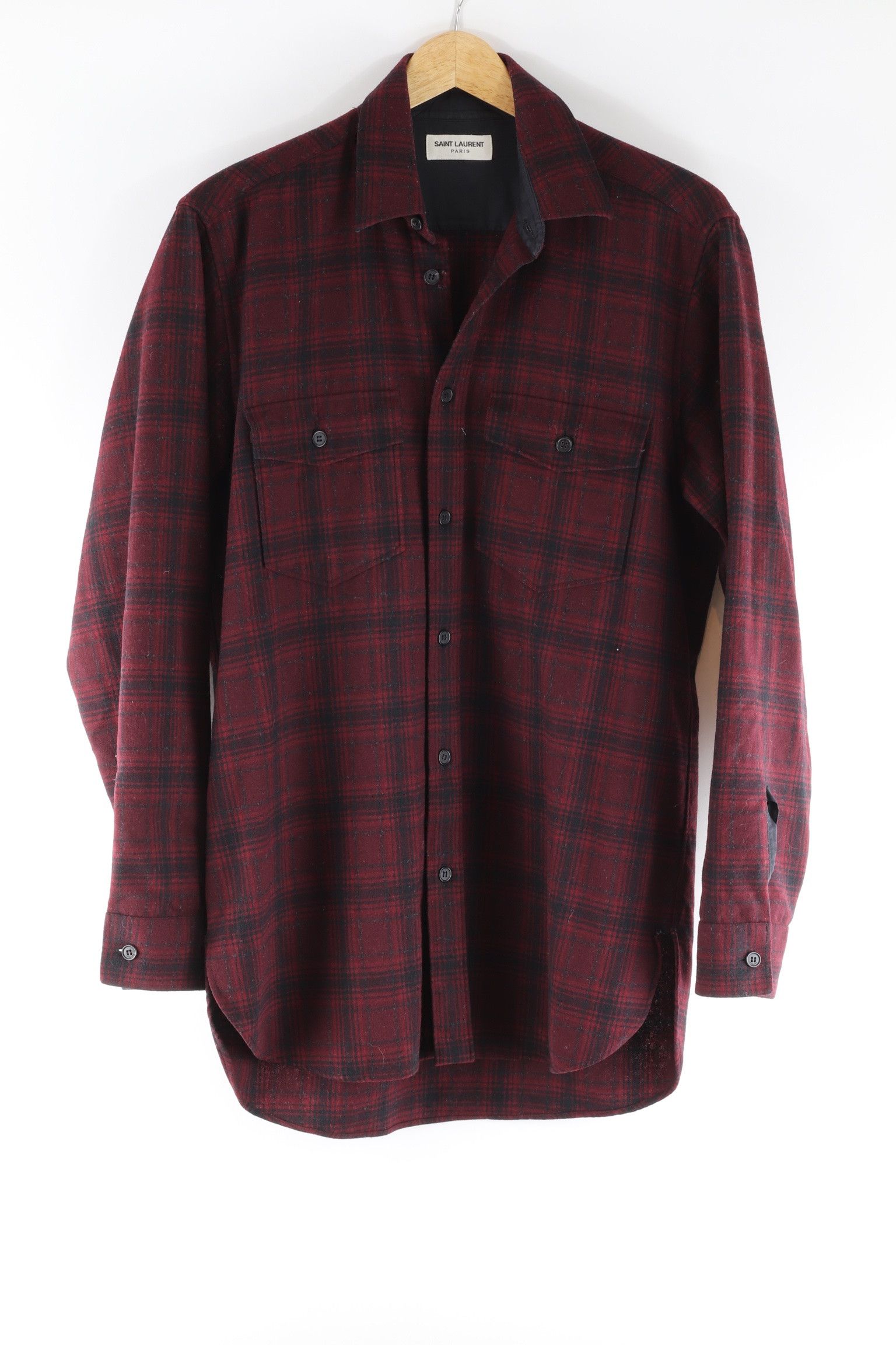 image of Saint Laurent Paris Fw14 Wool Flannel in Red, Men's (Size Medium)
