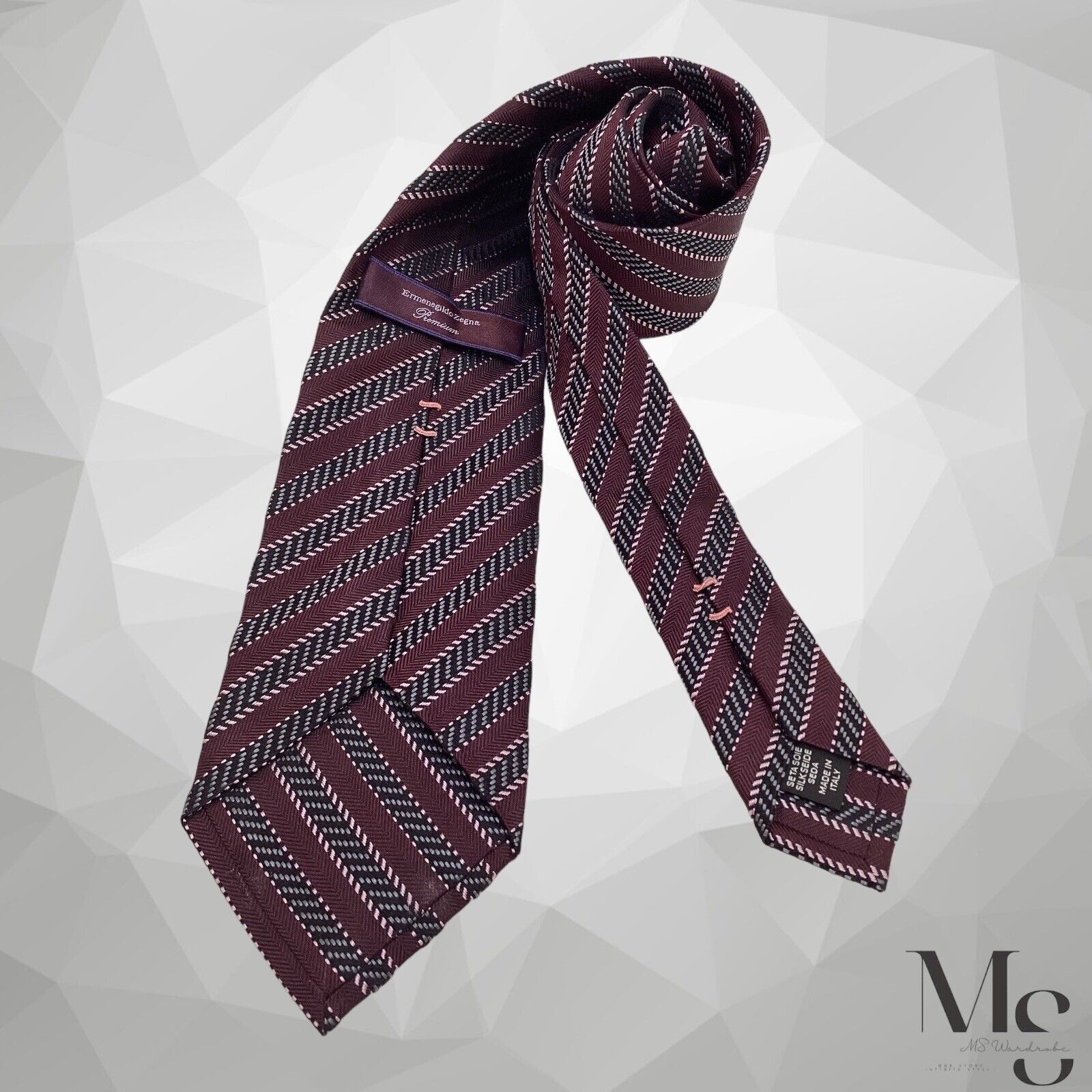 Ermenegildo Zegna ERMENEGILDO ZEGNA PREMIUM Purple Striped Luxury Silk Tie Ita Size ONE SIZE - 2 Thumbnail