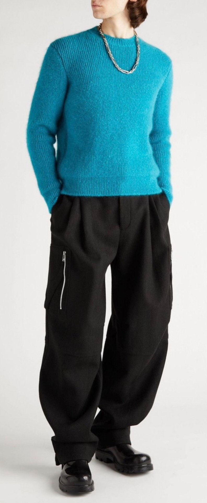 Bottega Veneta Bottega Veneta Blue Wool Knit Cardigan Size US L / EU 52-54 / 3 - 1 Thumbnail