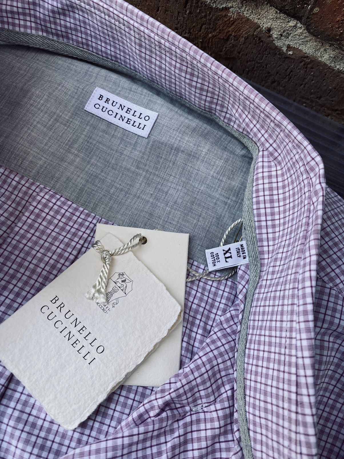 Brunello Cucinelli Brunello Cucinelli 🇮🇹 pink check button up dress shirt XL NWT Size US XL / EU 56 / 4 - 5 Thumbnail