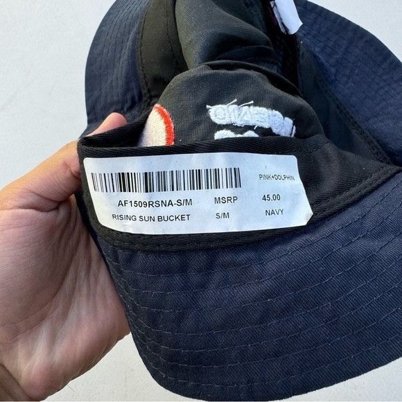 Designer × Pink Dolphin NEW PINK DOLPHIN RISING SUN BUCKET NAVY HAT S/M Size ONE SIZE - 4 Thumbnail