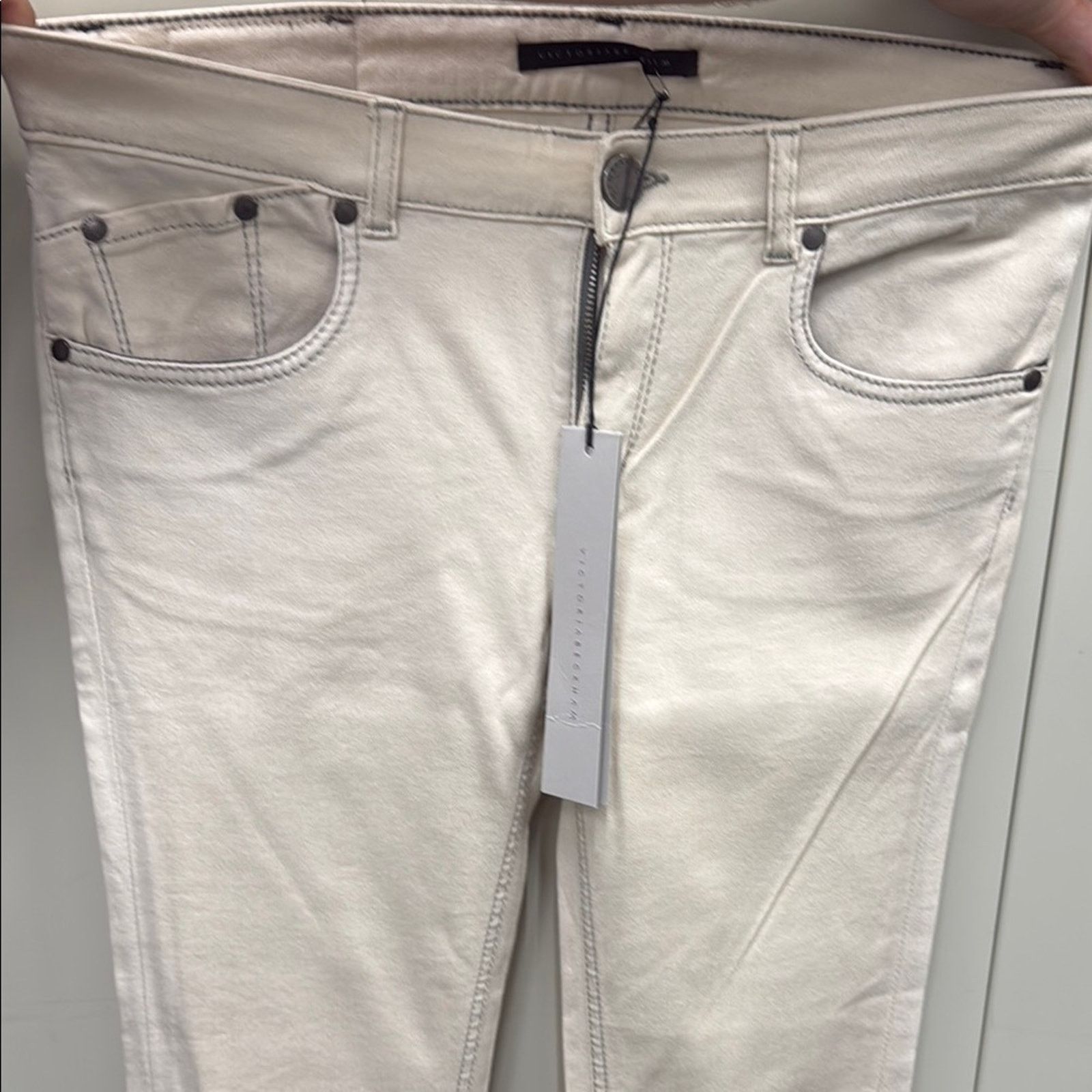 Victoria Beckham NWT Victoria Beckham cream women’s Skinny jeans Size 28 Size 28" / US 6 / IT 42 - 1 Thumbnail